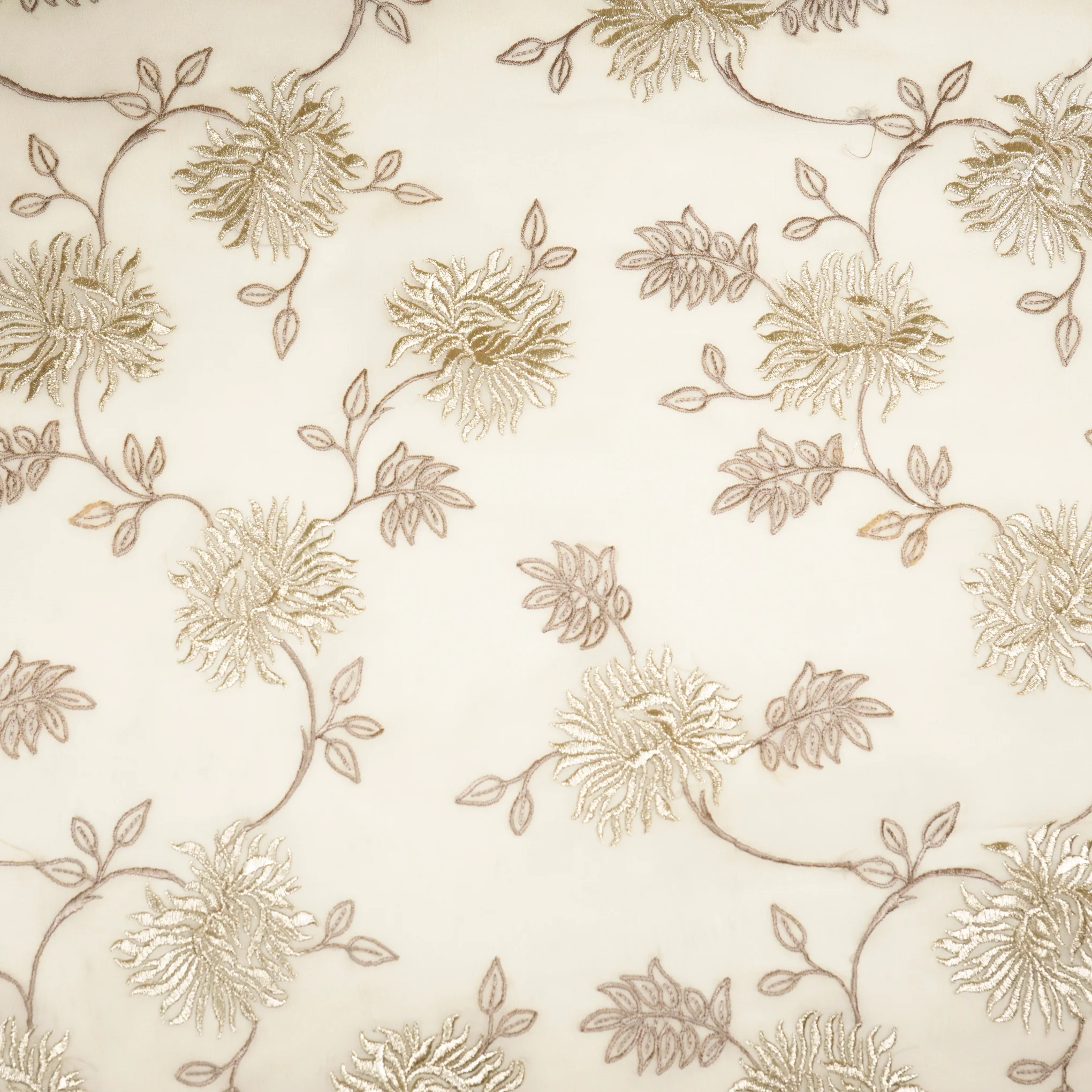 Aaira Cream Viscose Georgette Embroidered Fabric in Jaal Pattern - Image 2