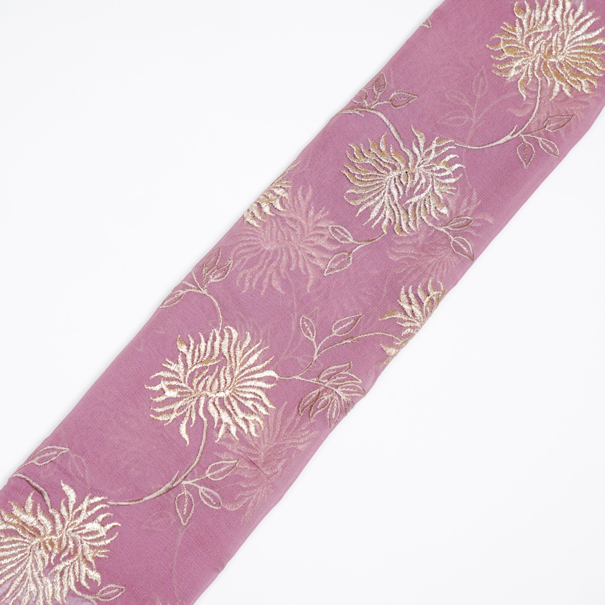 Aaira Deep Mauve Viscose Georgette Embroidered Fabric in Jaal Pattern - Image 4