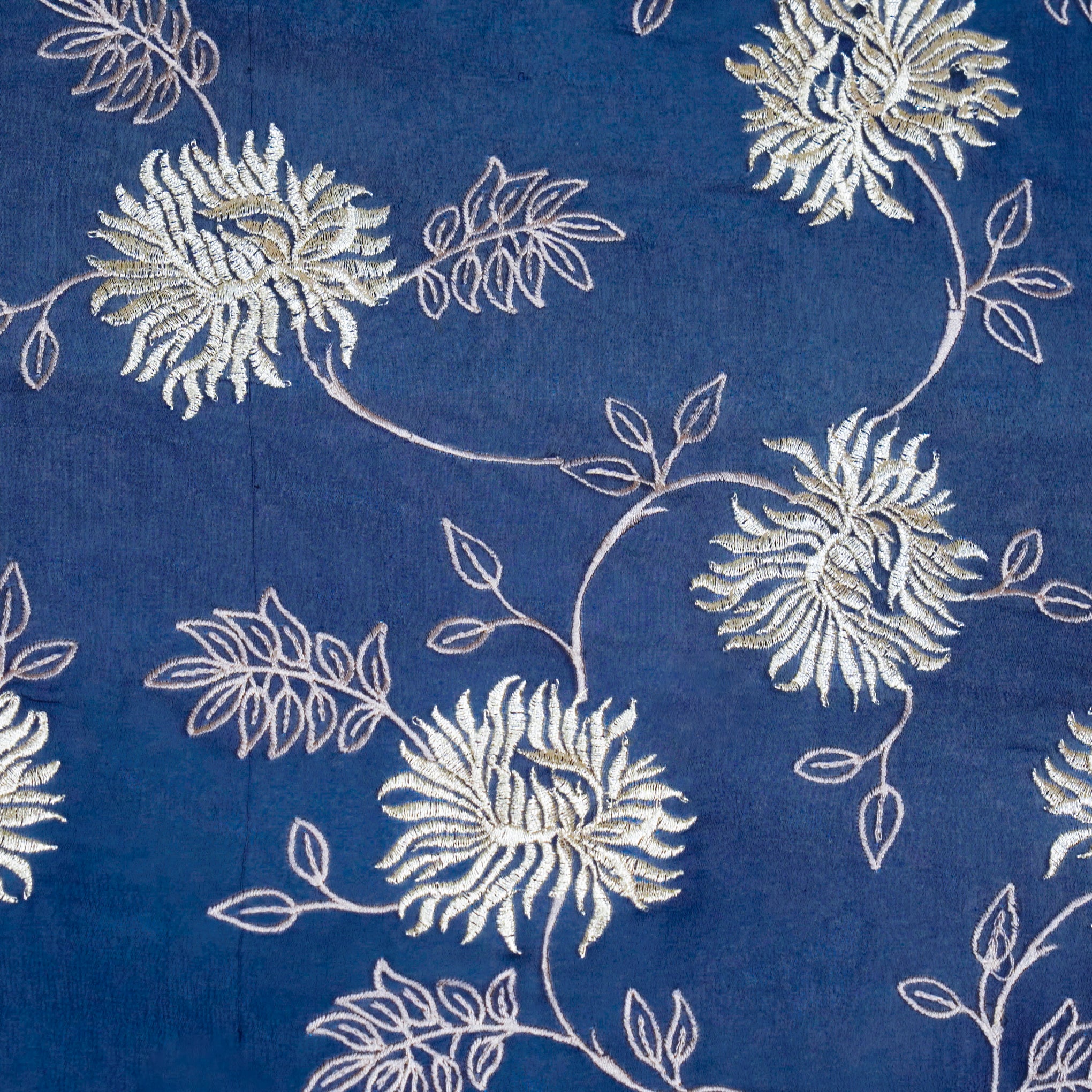 Aaira Navy Blue Viscose Georgette Embroidered Fabric in Jaal Pattern - Image 2