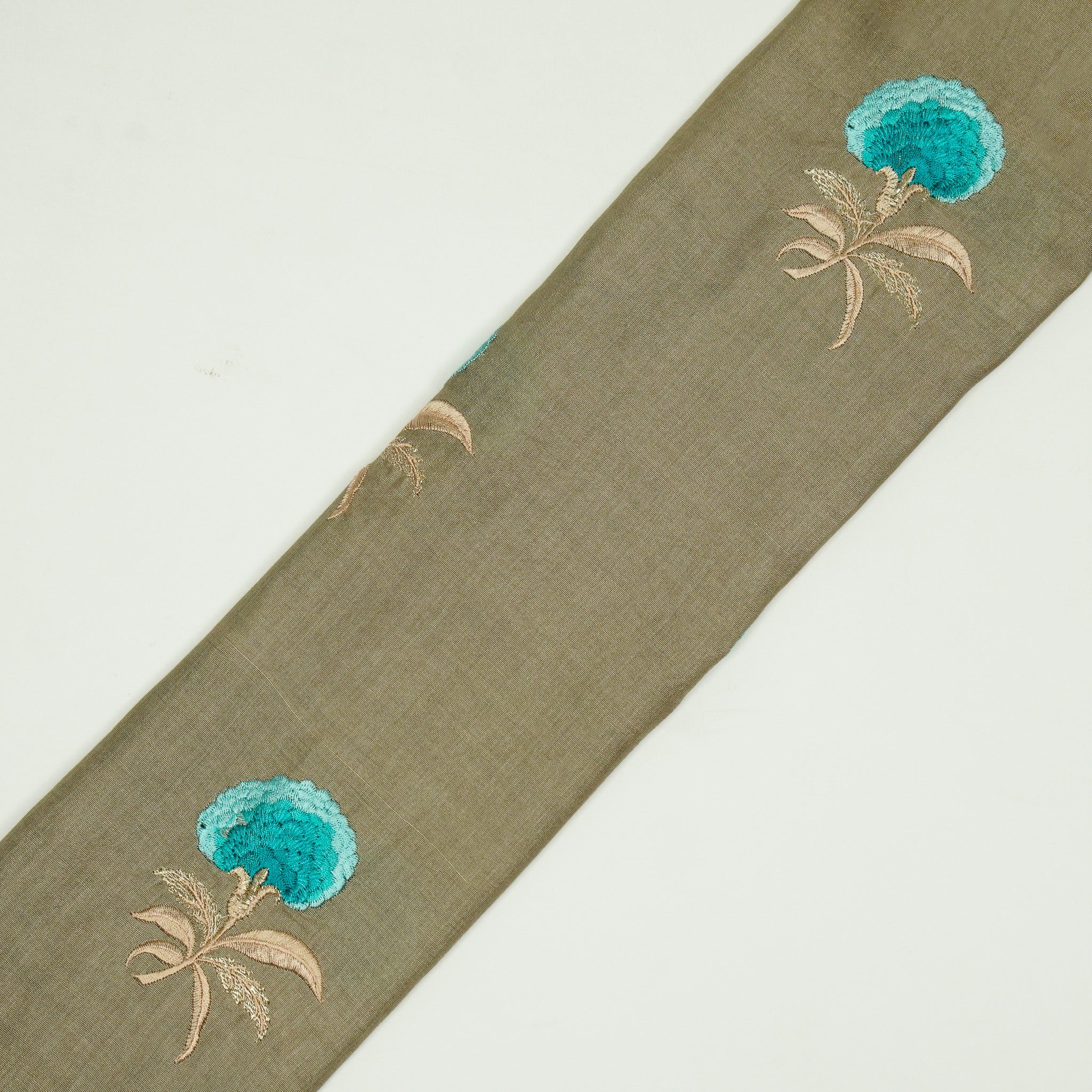Aarani Light Mouse Chanderi Embroidered Fabric in Buta - Image 4