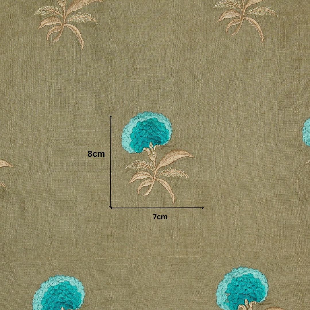 Aarani Light Mouse Chanderi Embroidered Fabric in Buta - Image 5