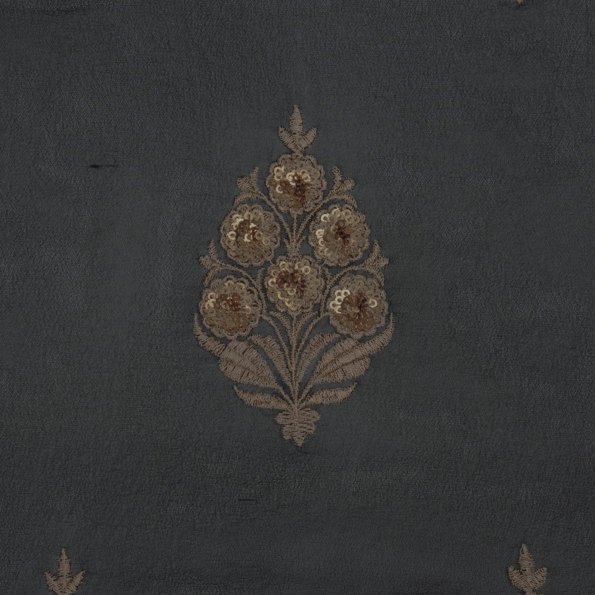 Abeeha Black Viscose Georgette Embroidered Fabric in Buta Pattern - Image 3