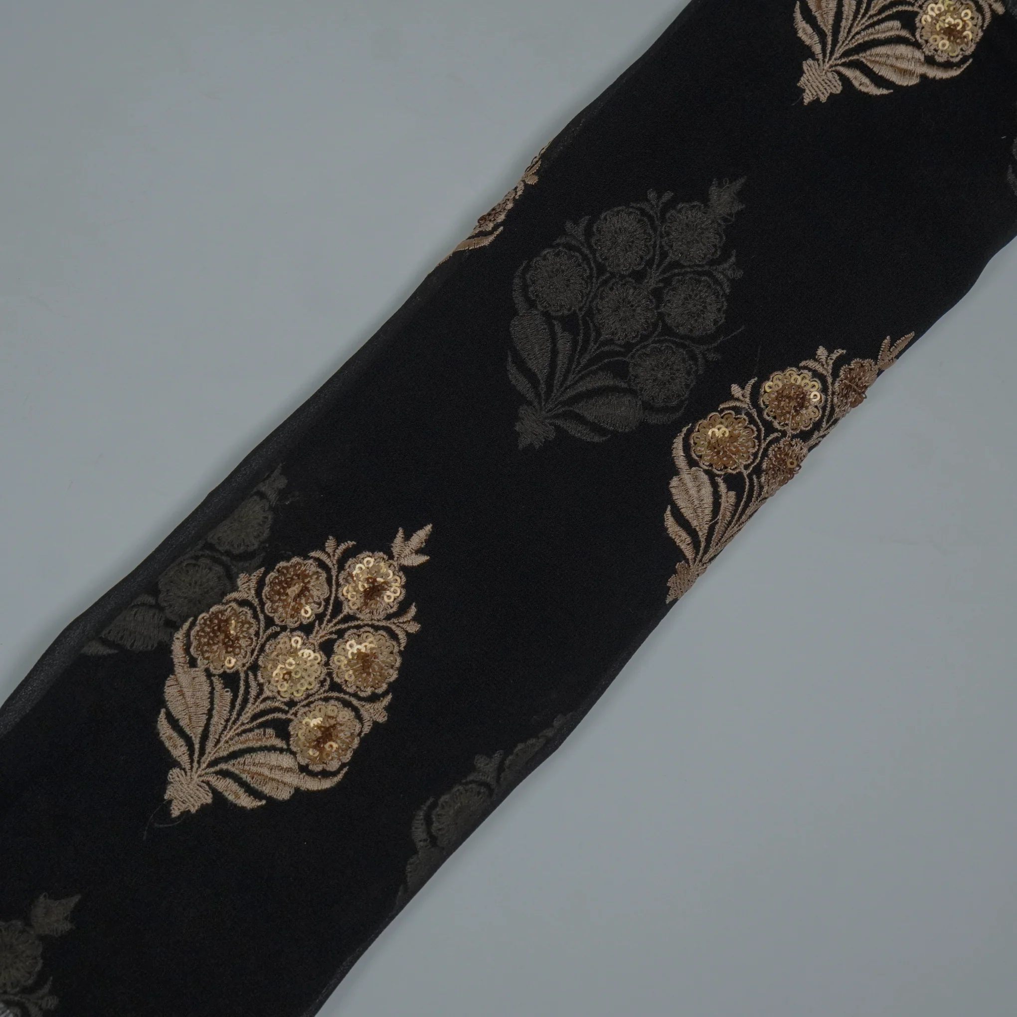 Abeeha Black Viscose Georgette Embroidered Fabric in Buta Pattern - Image 4