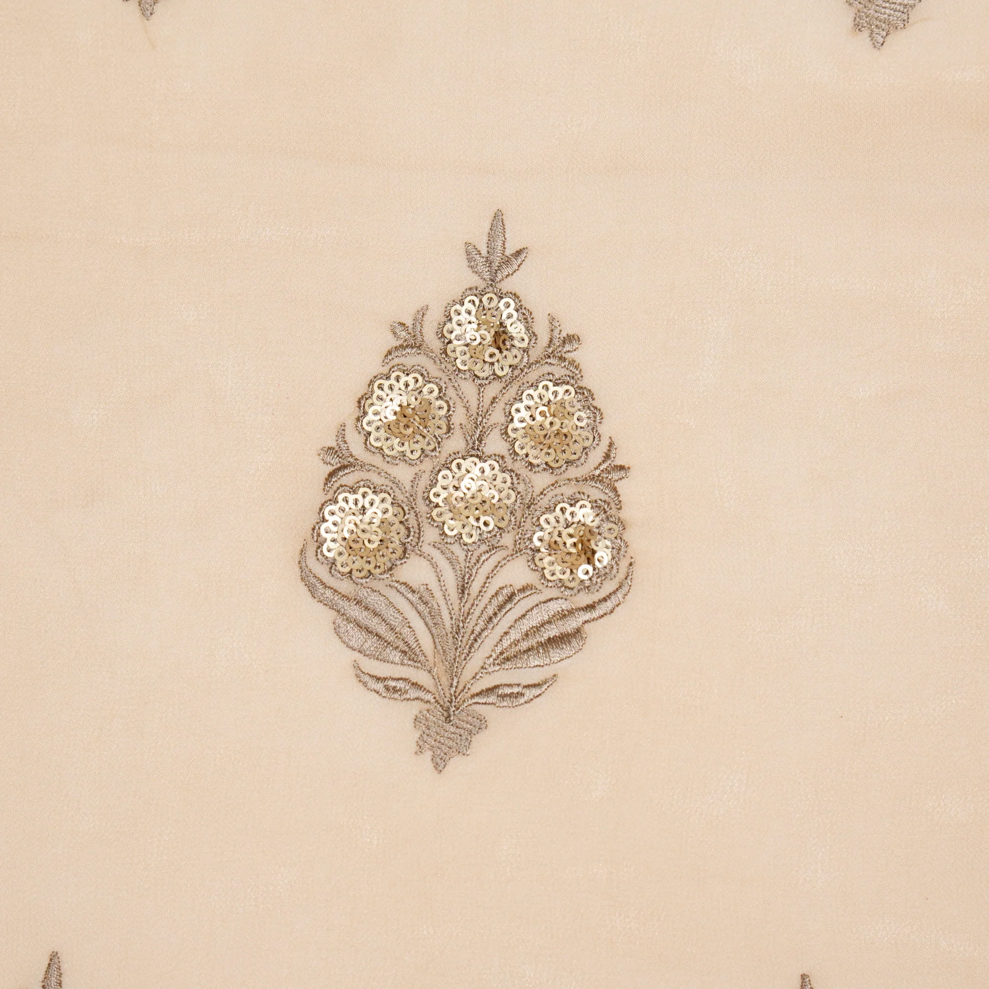 Abeeha Light Peach Viscose Georgette Embroidered Fabric in Buta Pattern - Image 3