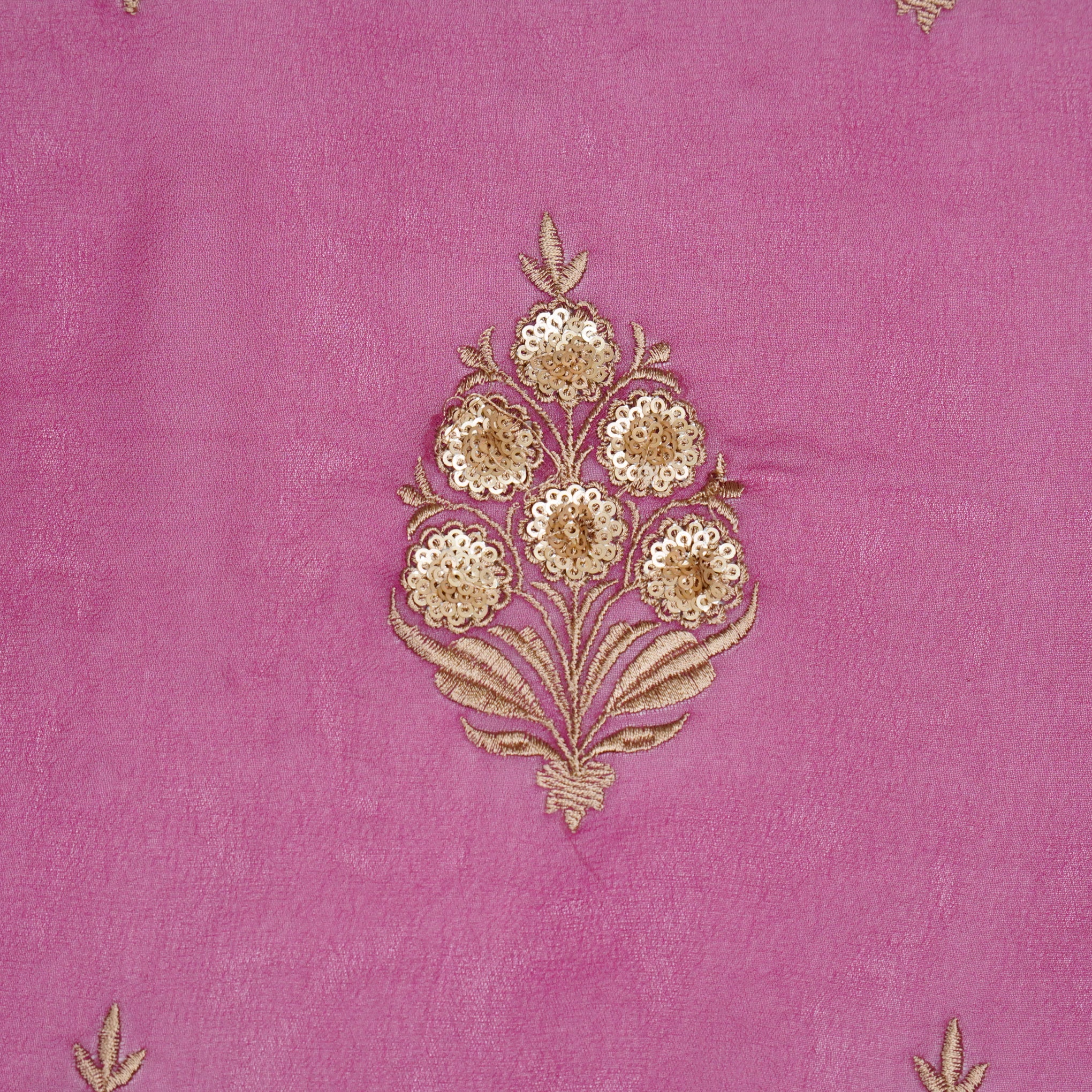 Abeeha Magenta Viscose Georgette Embroidered Fabric in Buta Pattern - Image 3