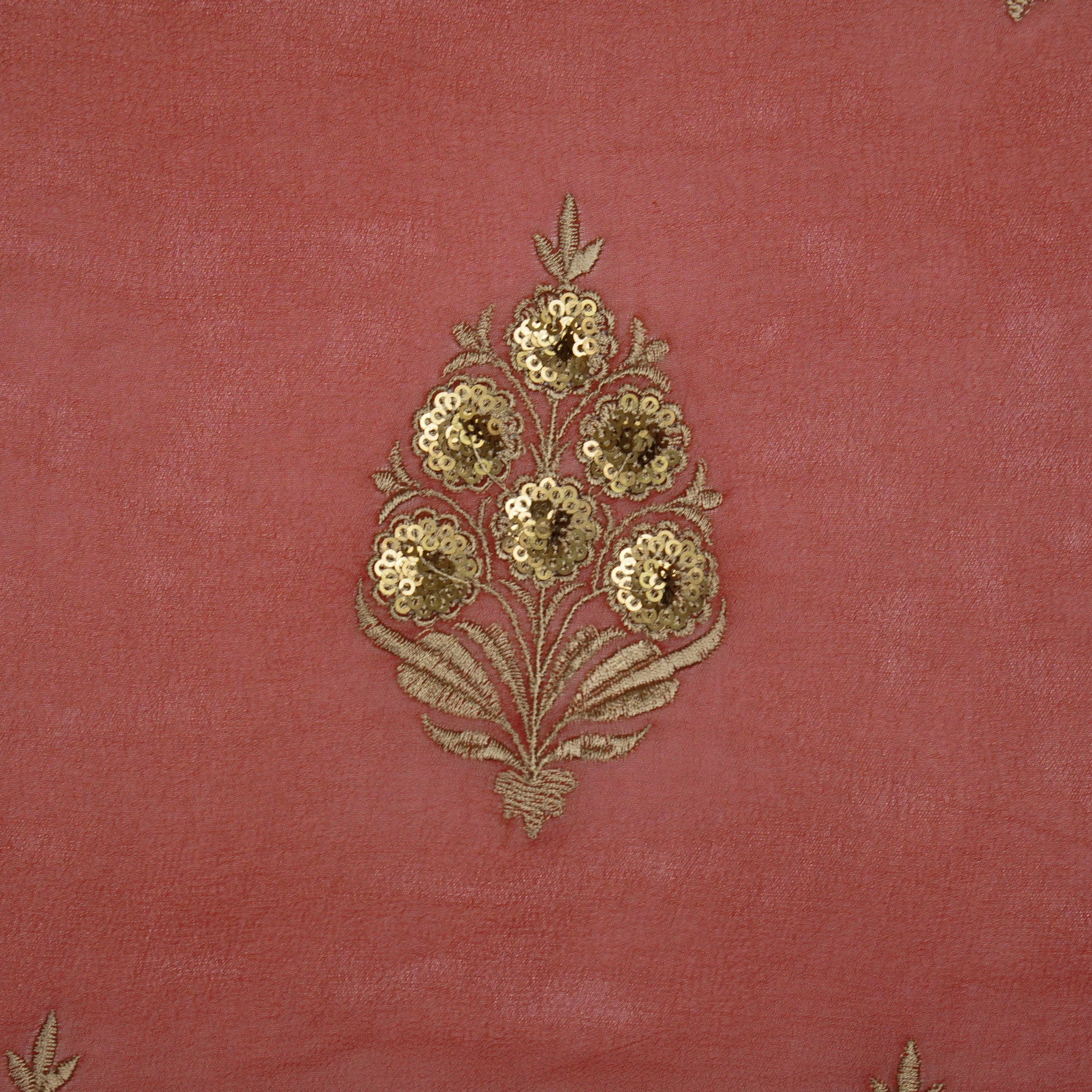 Abeeha Red Viscose Georgette Embroidered Fabric in Buta Pattern - Image 3