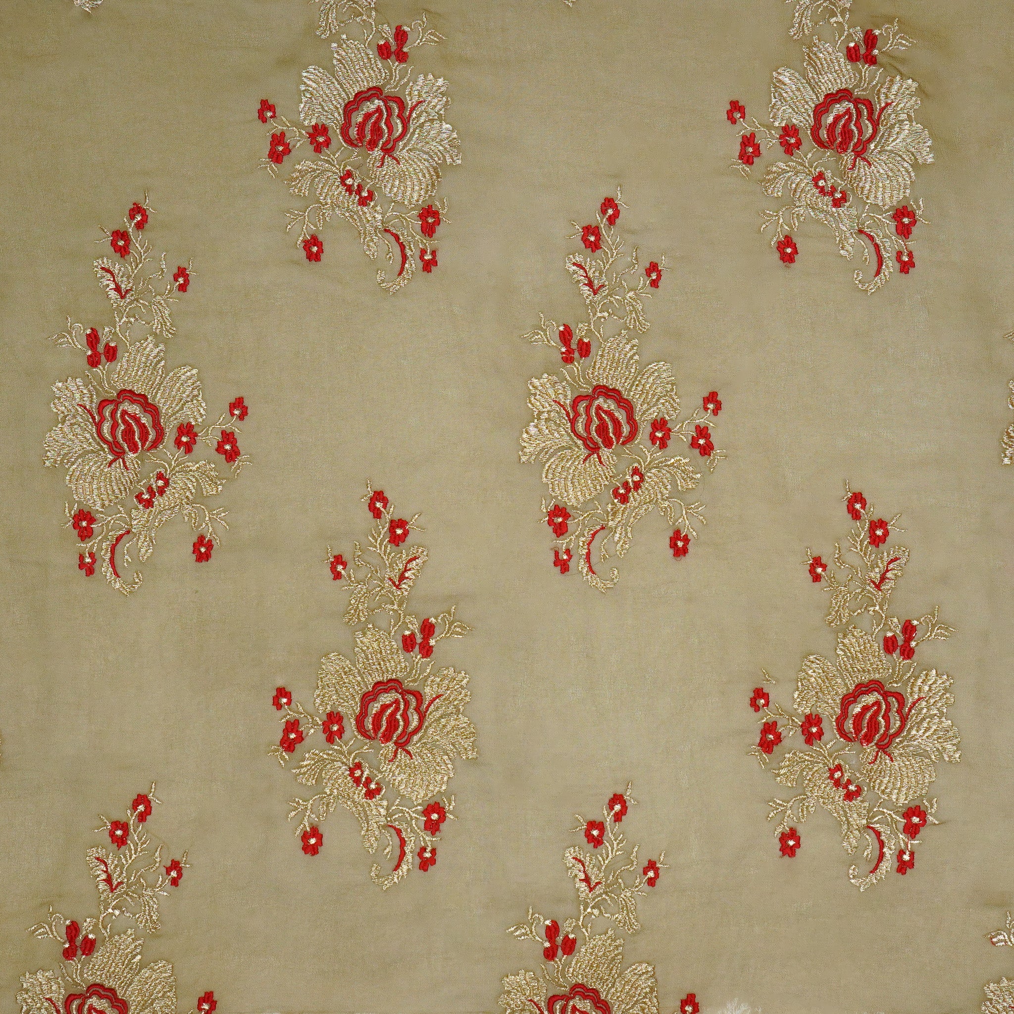 Abeer Mouse Viscose Georgette Embroidered Fabric in Buta Buti Mixture Pattern - Image 3
