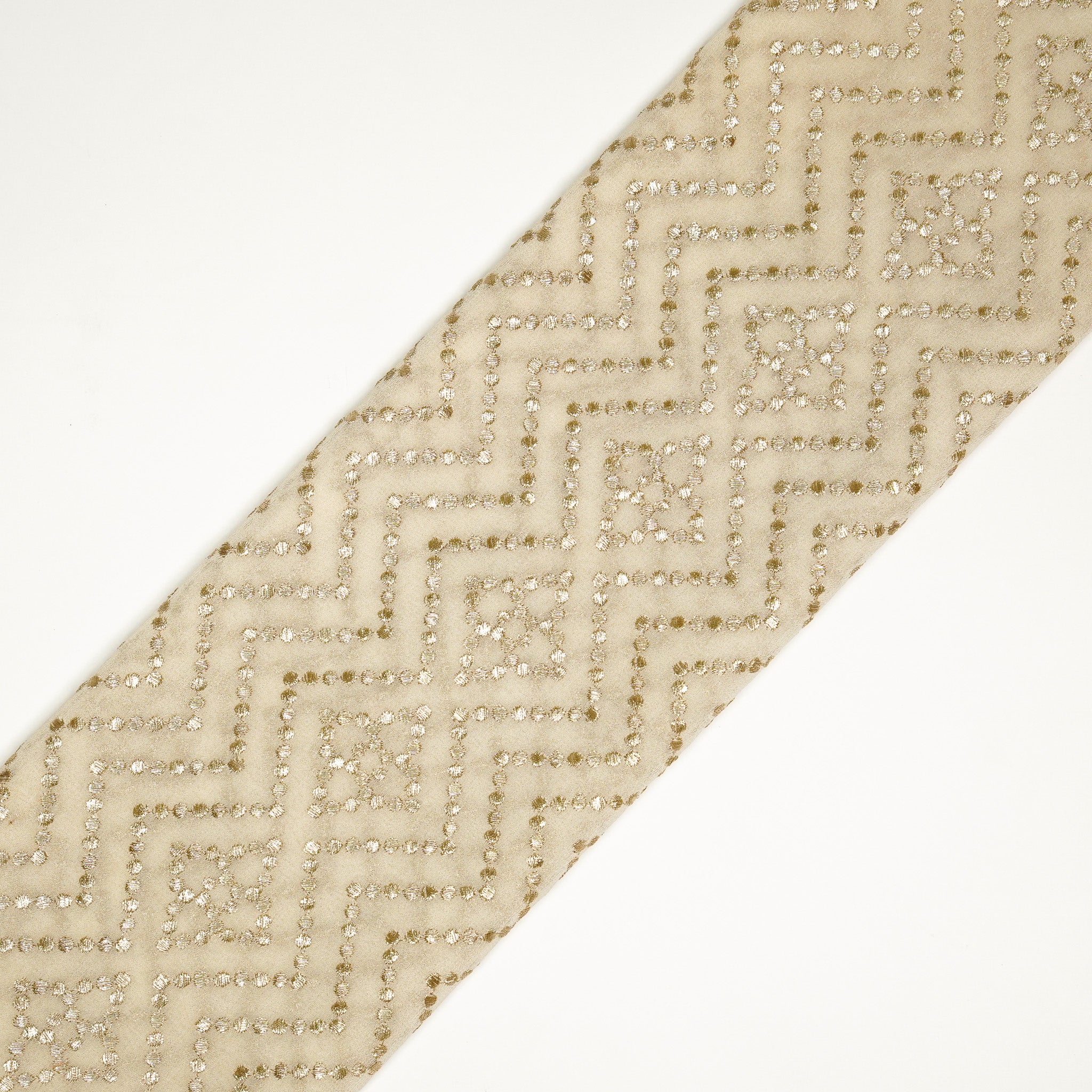 Abir Cream Viscose Georgette Embroidered Fabric in Jaal Pattern - Image 4