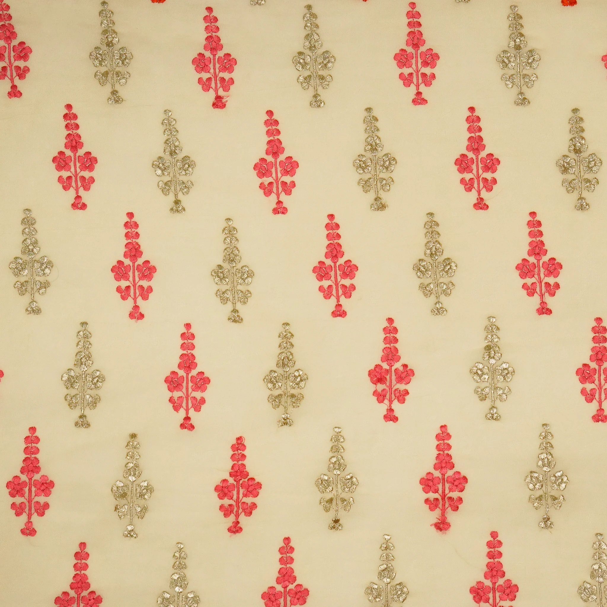 Adiva Beige Viscose Georgette Embroidered Fabric in Buta Pattern - Image 3