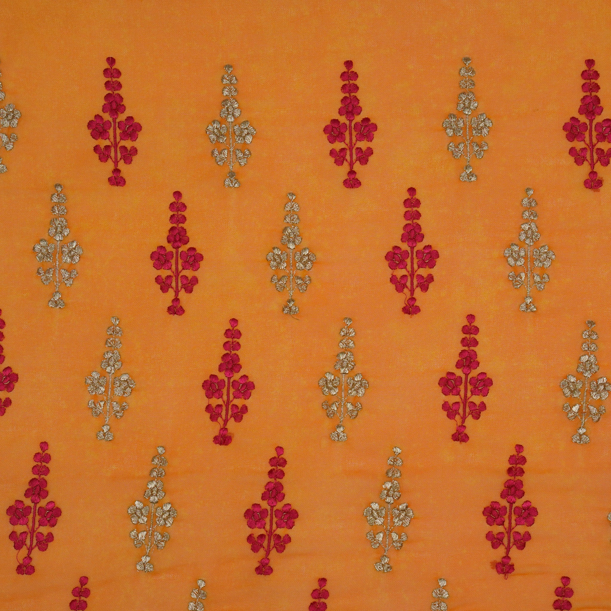 Adiva Mango Viscose Georgette Embroidered Fabric in Buta Pattern - Image 3