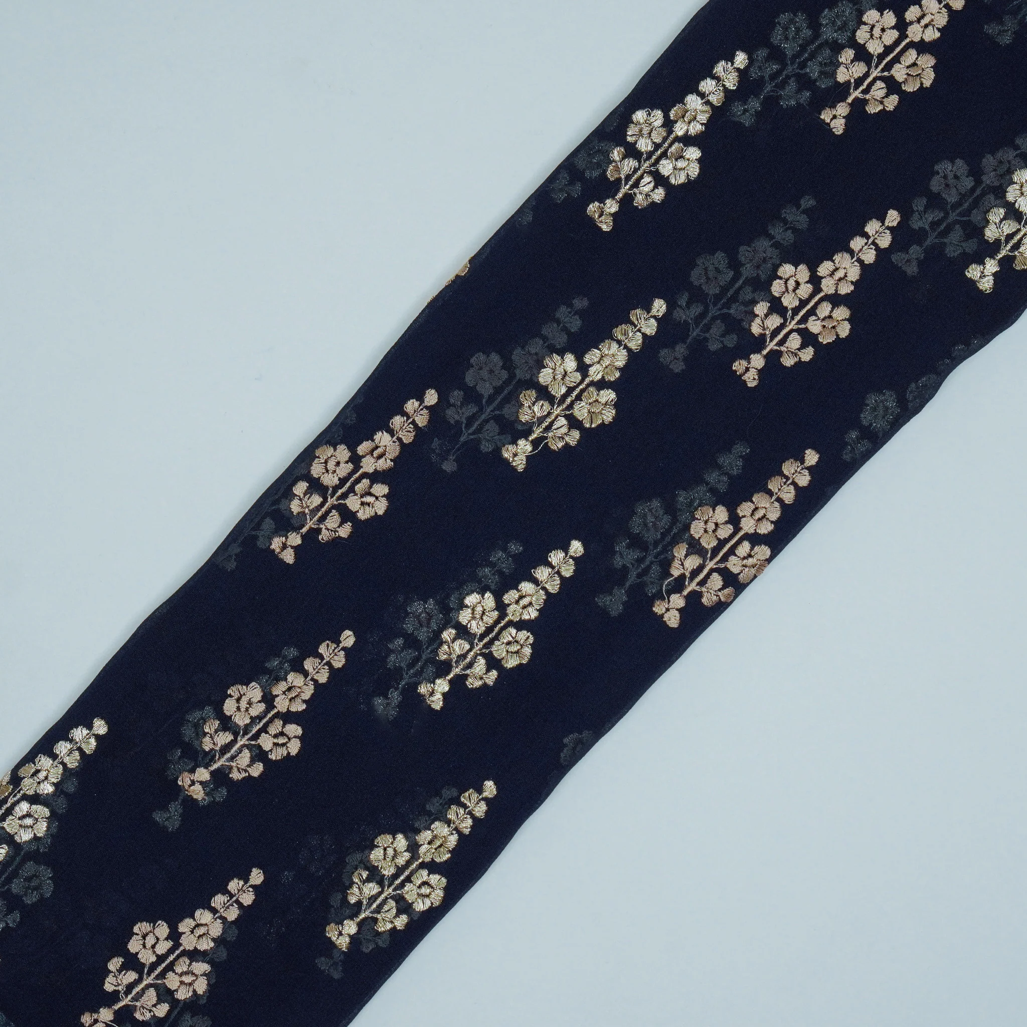 Adiva Navy Blue Viscose Georgette Embroidered Fabric in Buta Pattern - Image 5