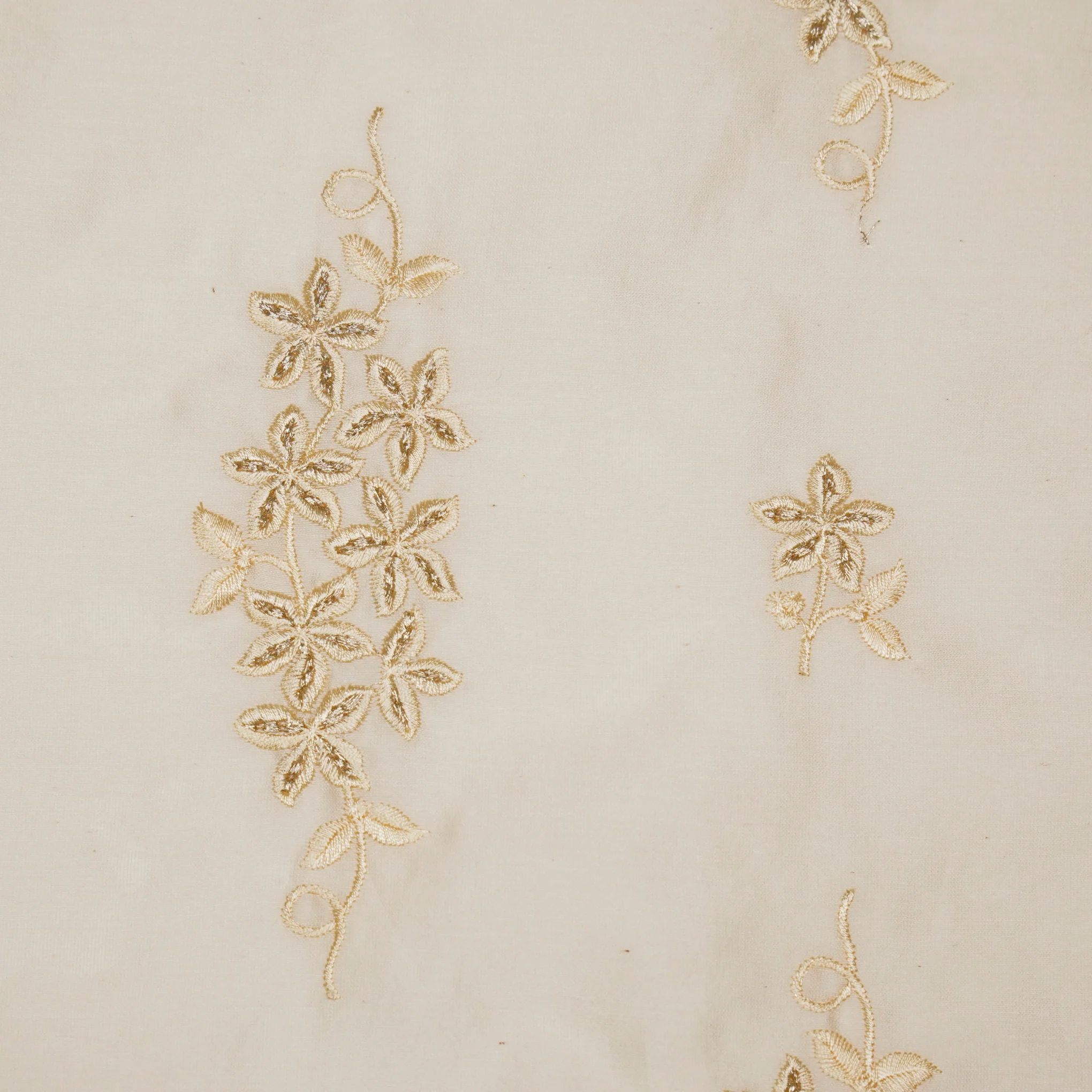 Afra Cream Chanderi Embroidered Fabric in Buta Buti Pattern - Image 3