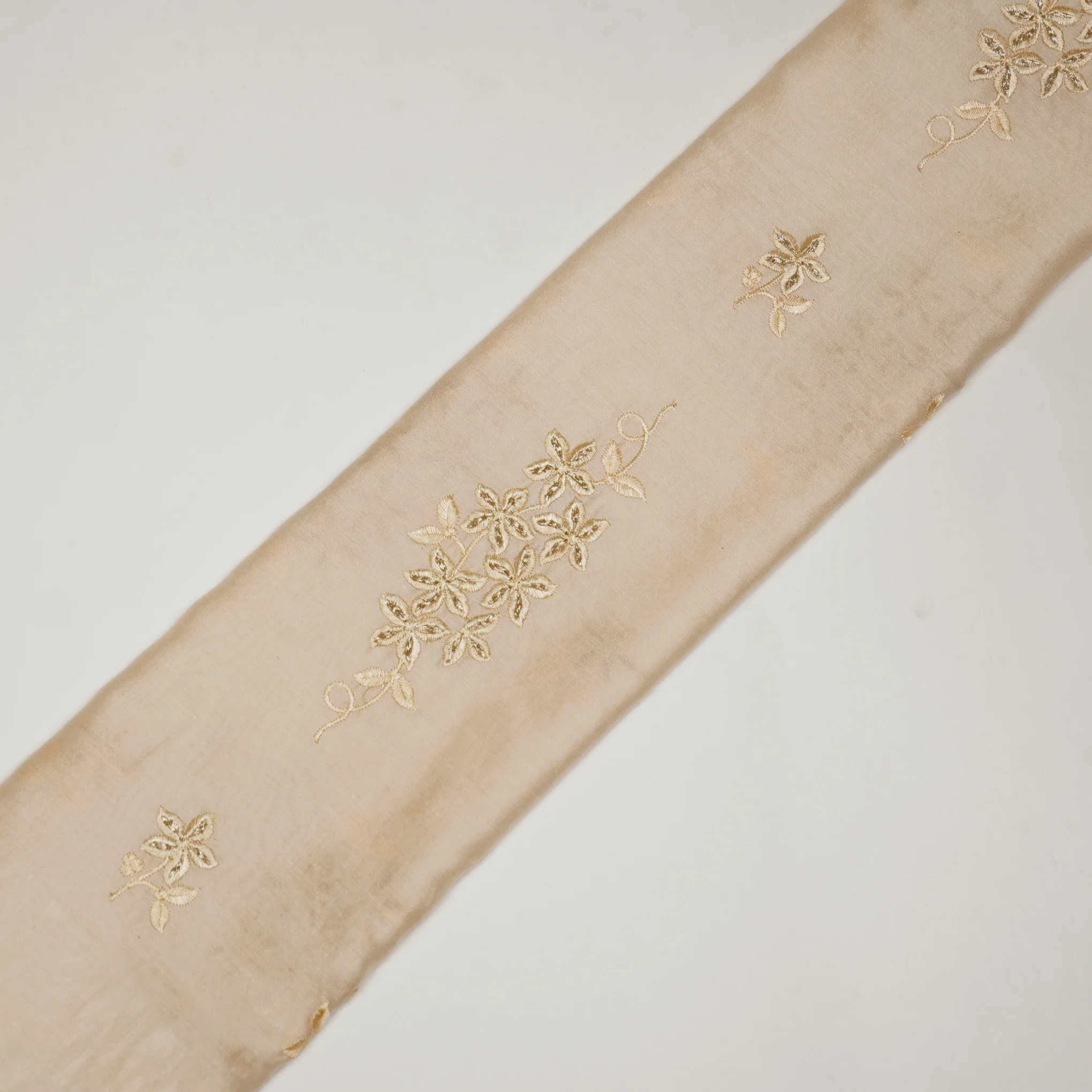 Afra Cream Chanderi Embroidered Fabric in Buta Buti Pattern - Image 4
