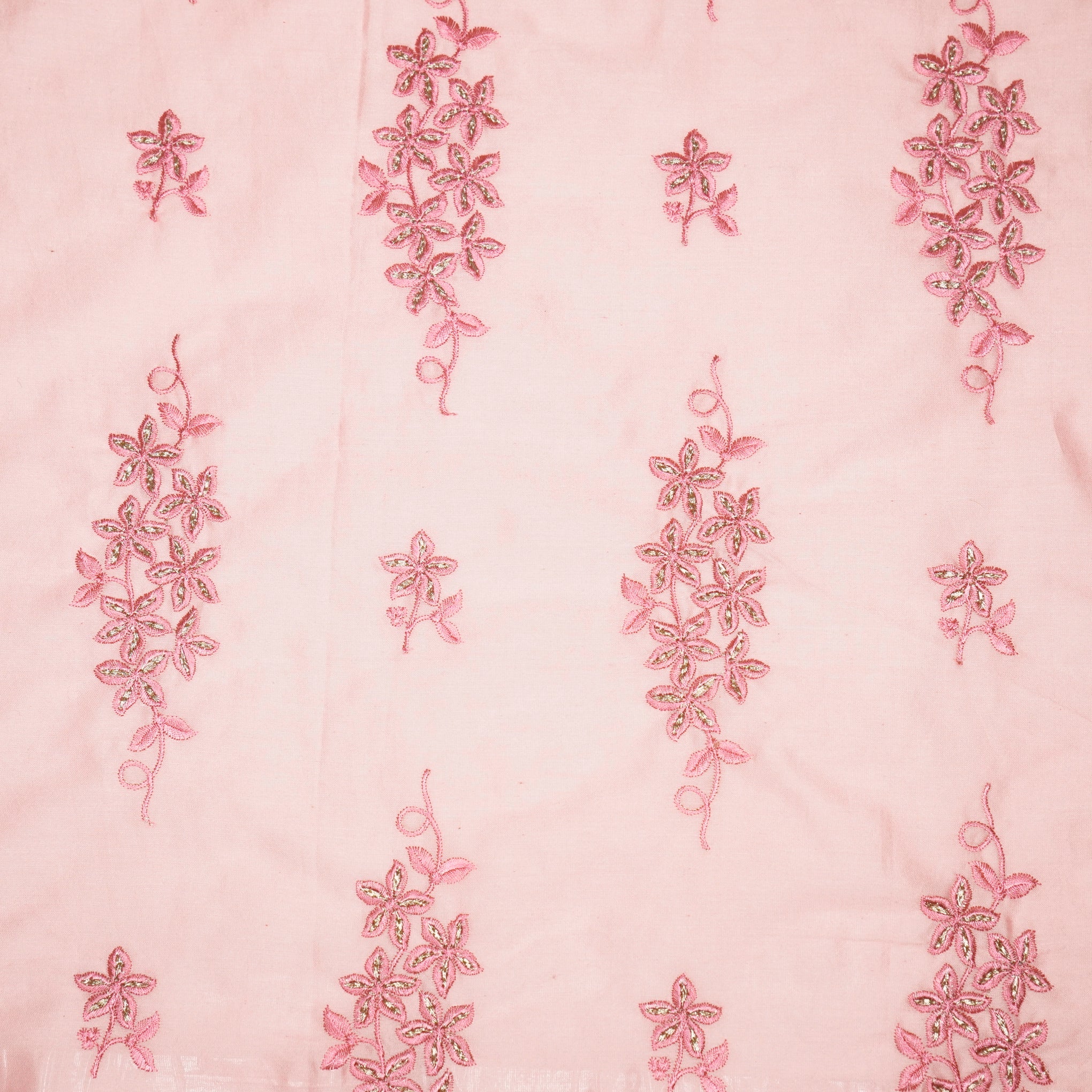 Afra Pink Chanderi Embroidered Fabric in Buta Buti Pattern - Image 2