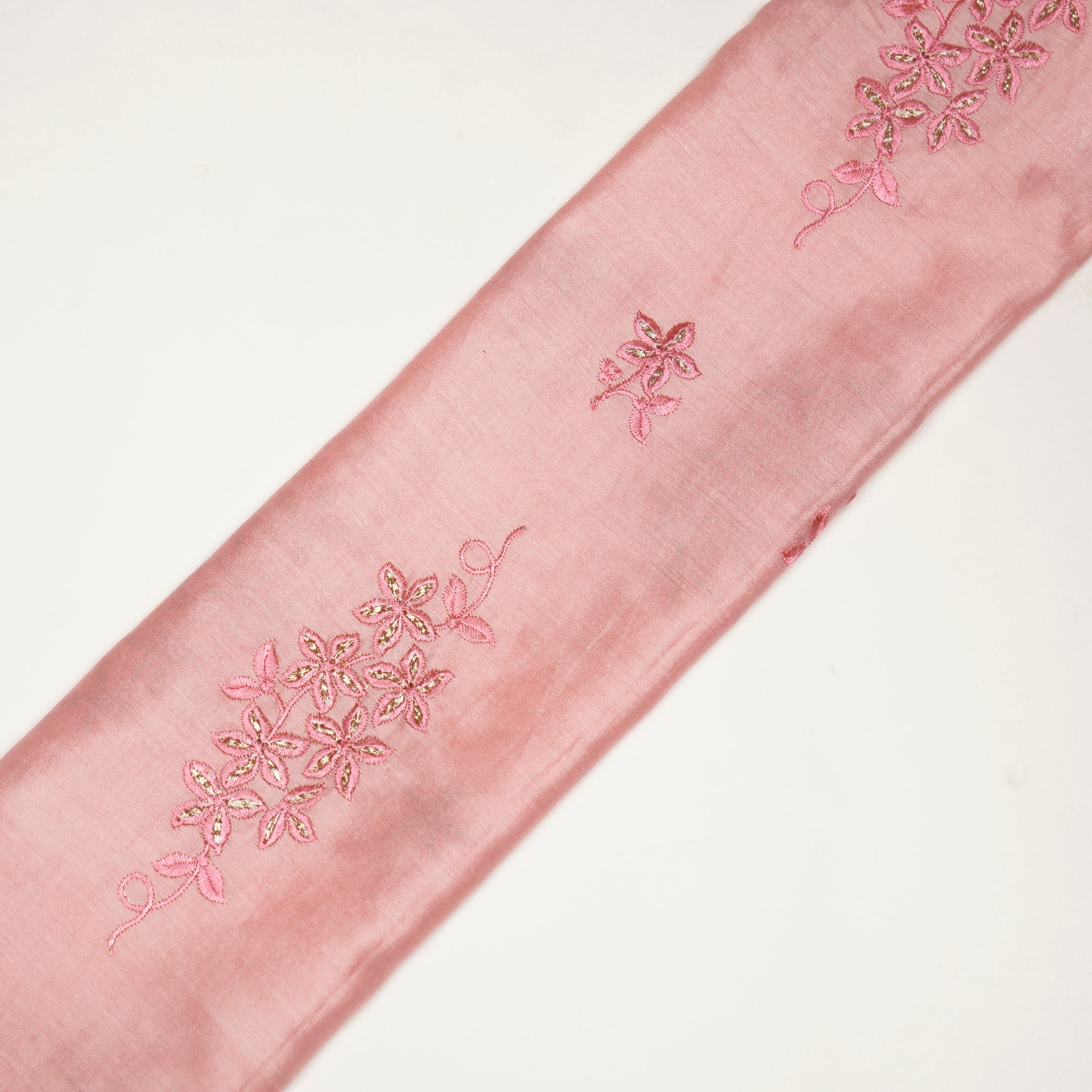 Afra Pink Chanderi Embroidered Fabric in Buta Buti Pattern - Image 4