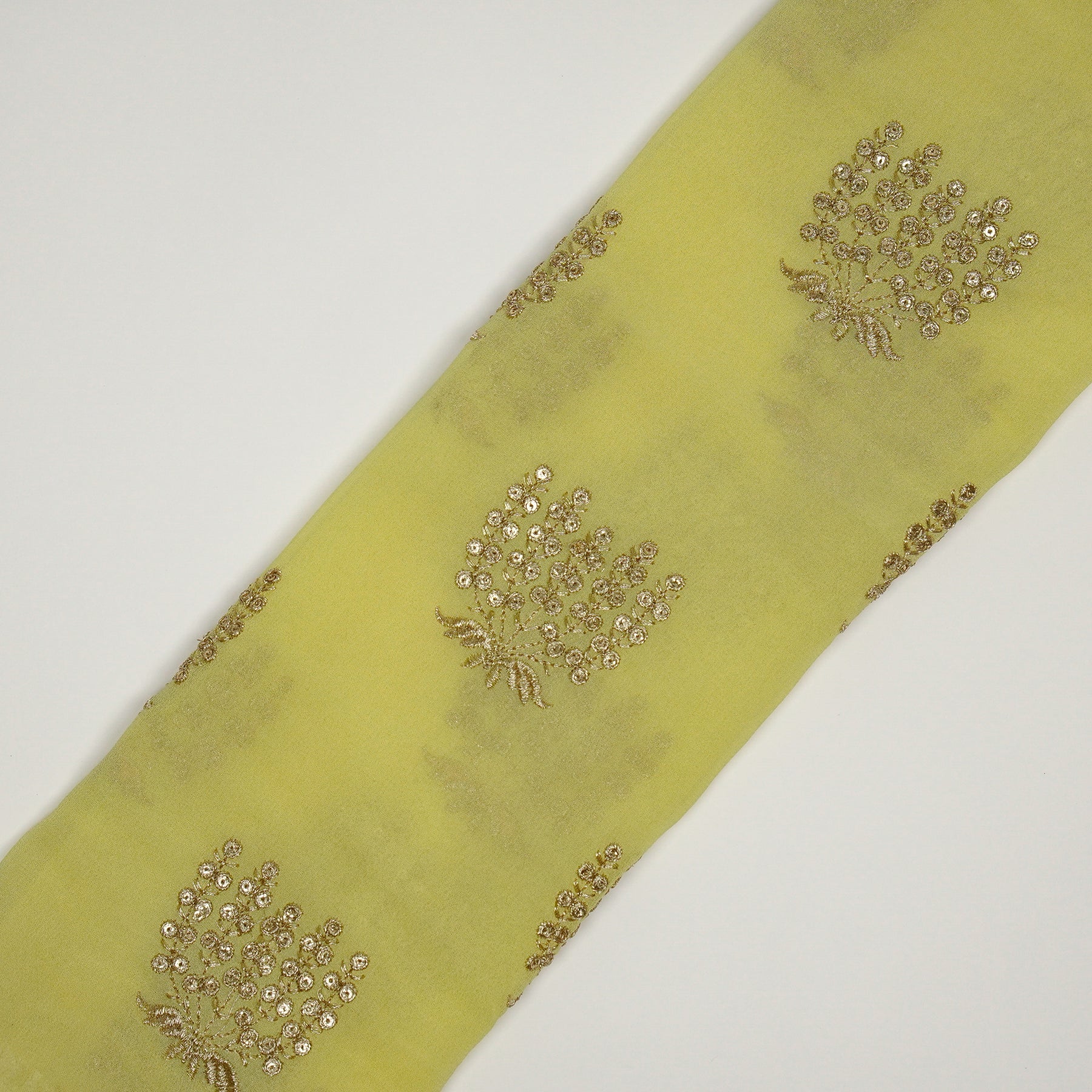 Aina Lemon Viscose Georgette Embroidered Fabric in Buta Pattern - Image 4