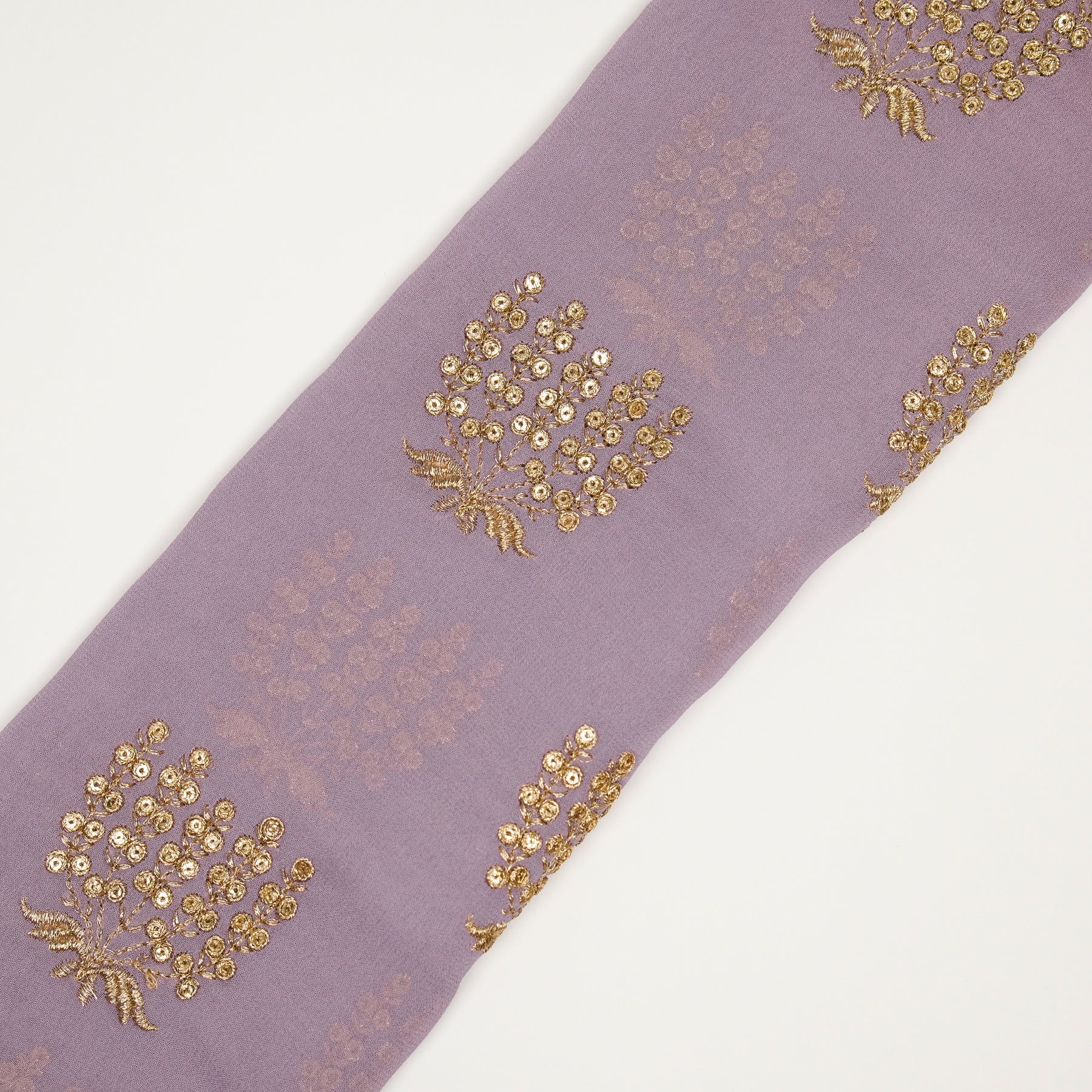 Aina Mauve Viscose Georgette Embroidered Fabric in Buta Pattern - Image 4