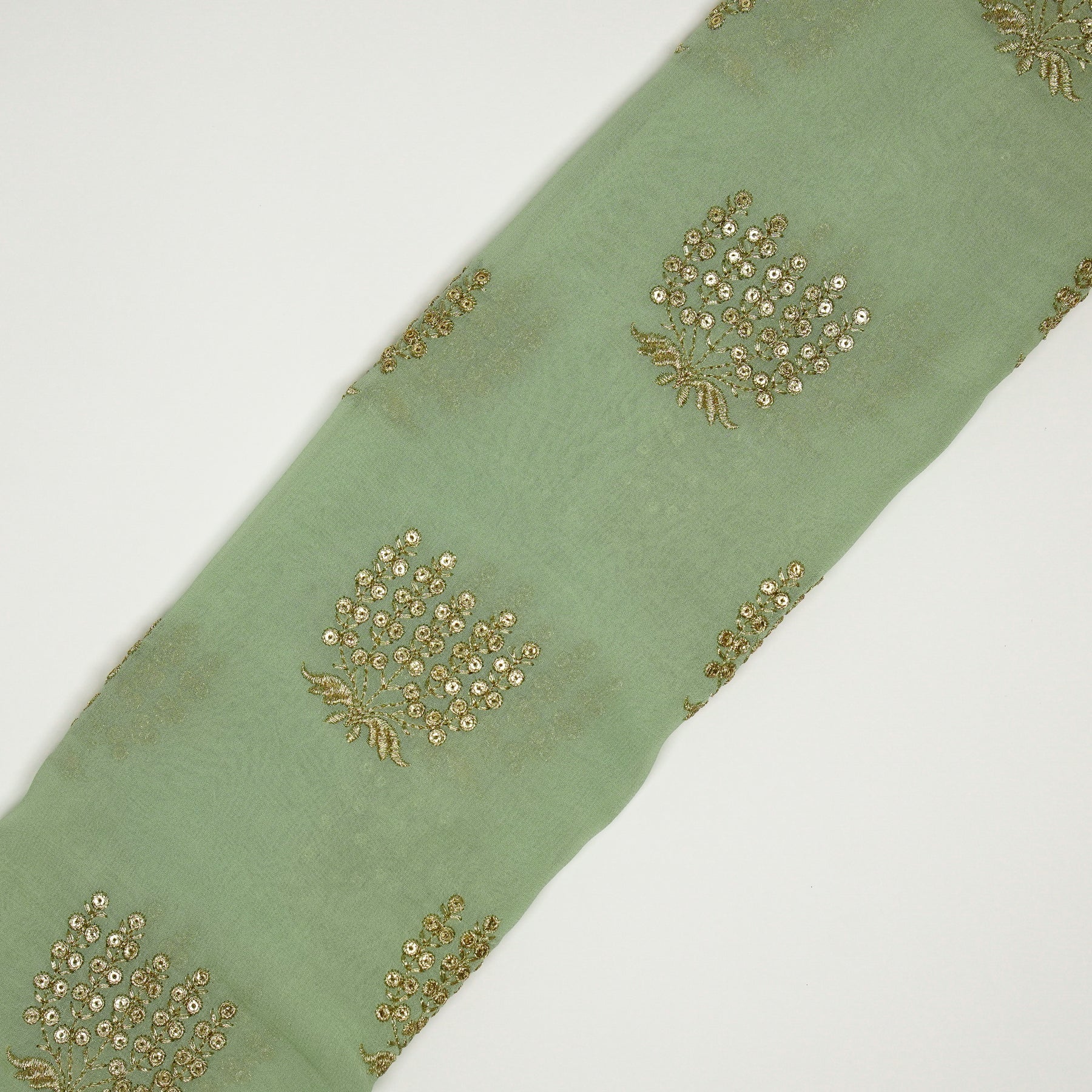 Aina Sea Green Viscose Georgette Embroidered Fabric in Buta Pattern - Image 4