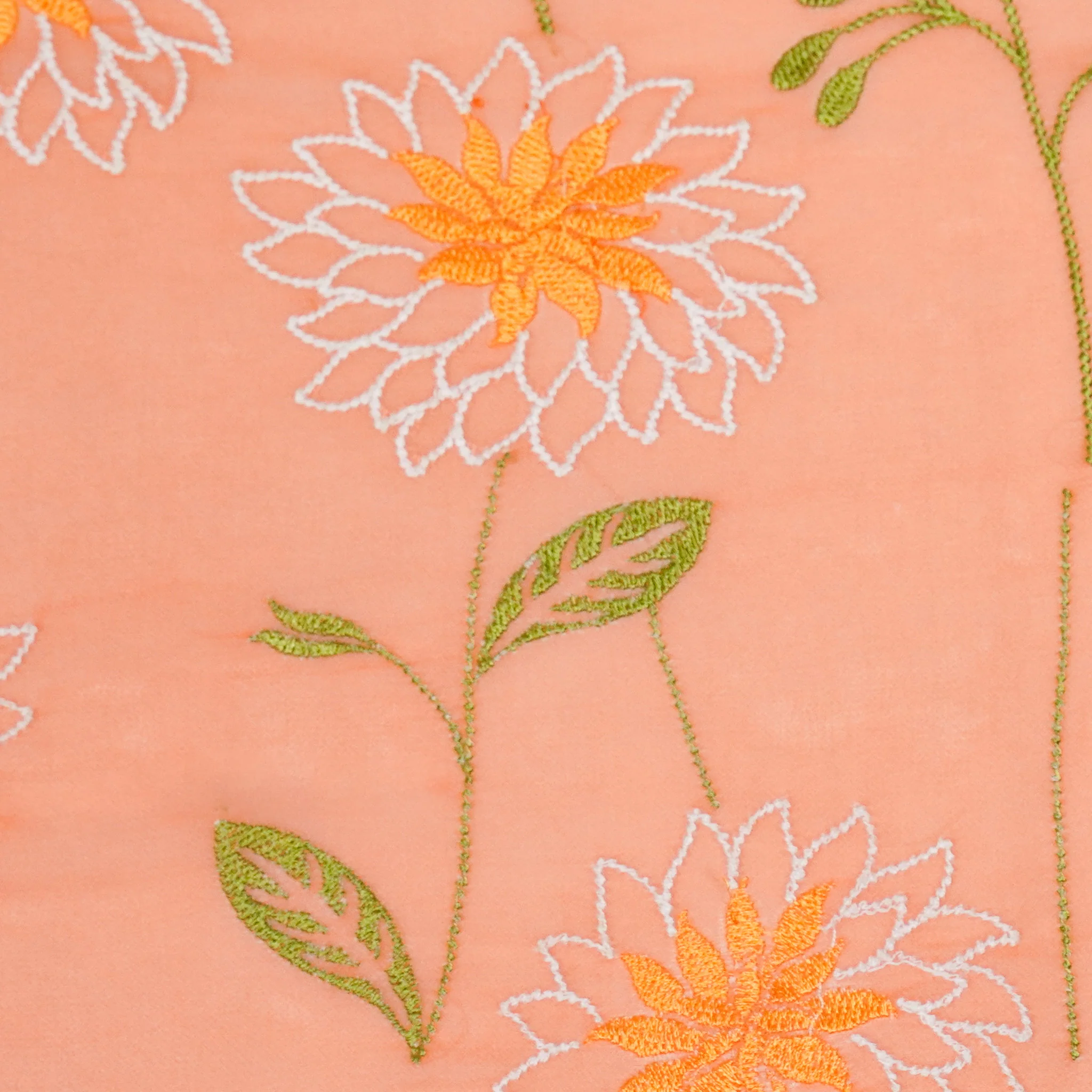 Akila Deep Peach Viscose Georgette Embroidered Fabric in Jaal Pattern - Image 4