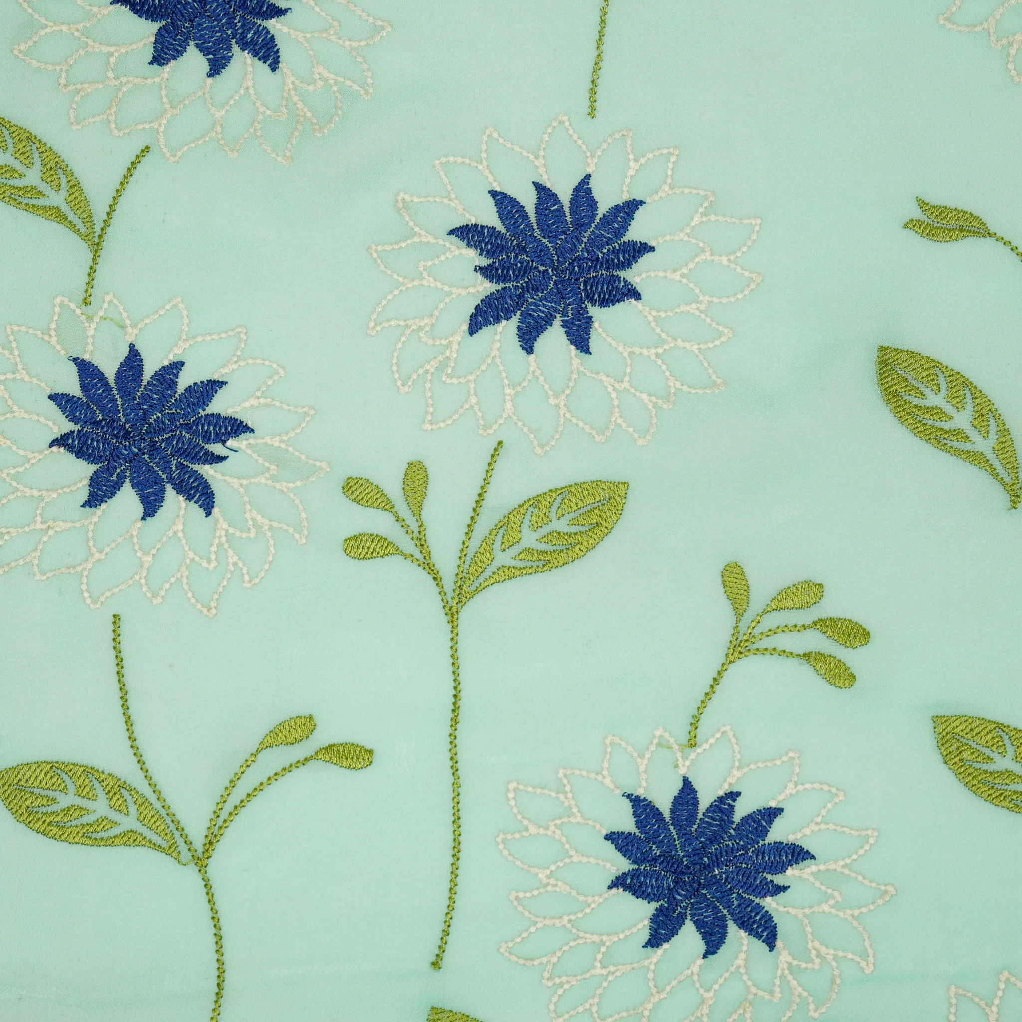 Akila Sky Blue Viscose Georgette Embroidered Fabric in Jaal Pattern - Image 4
