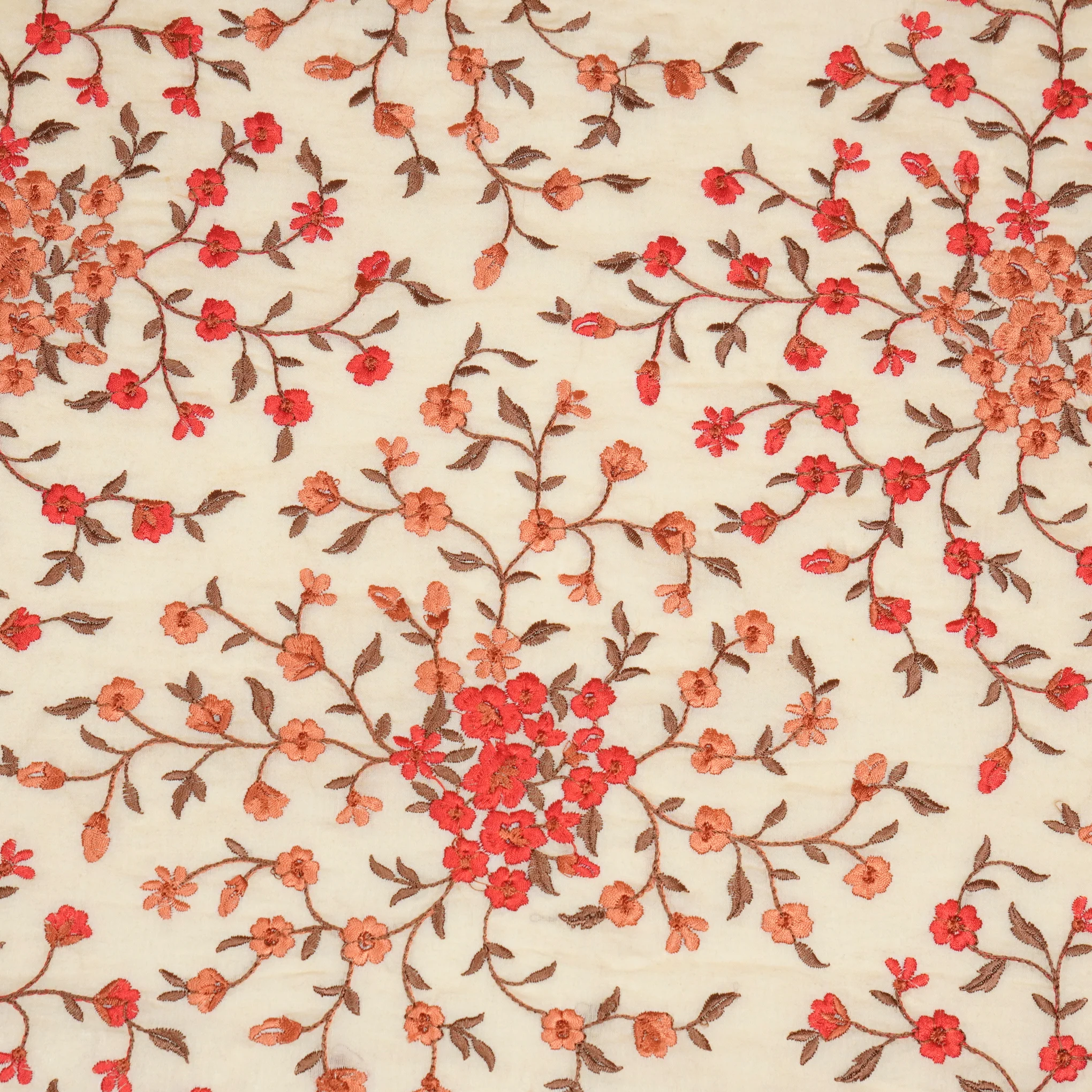 Alisha Beige Chanderi Embroidered Fabric in Jaal Pattern - Image 2
