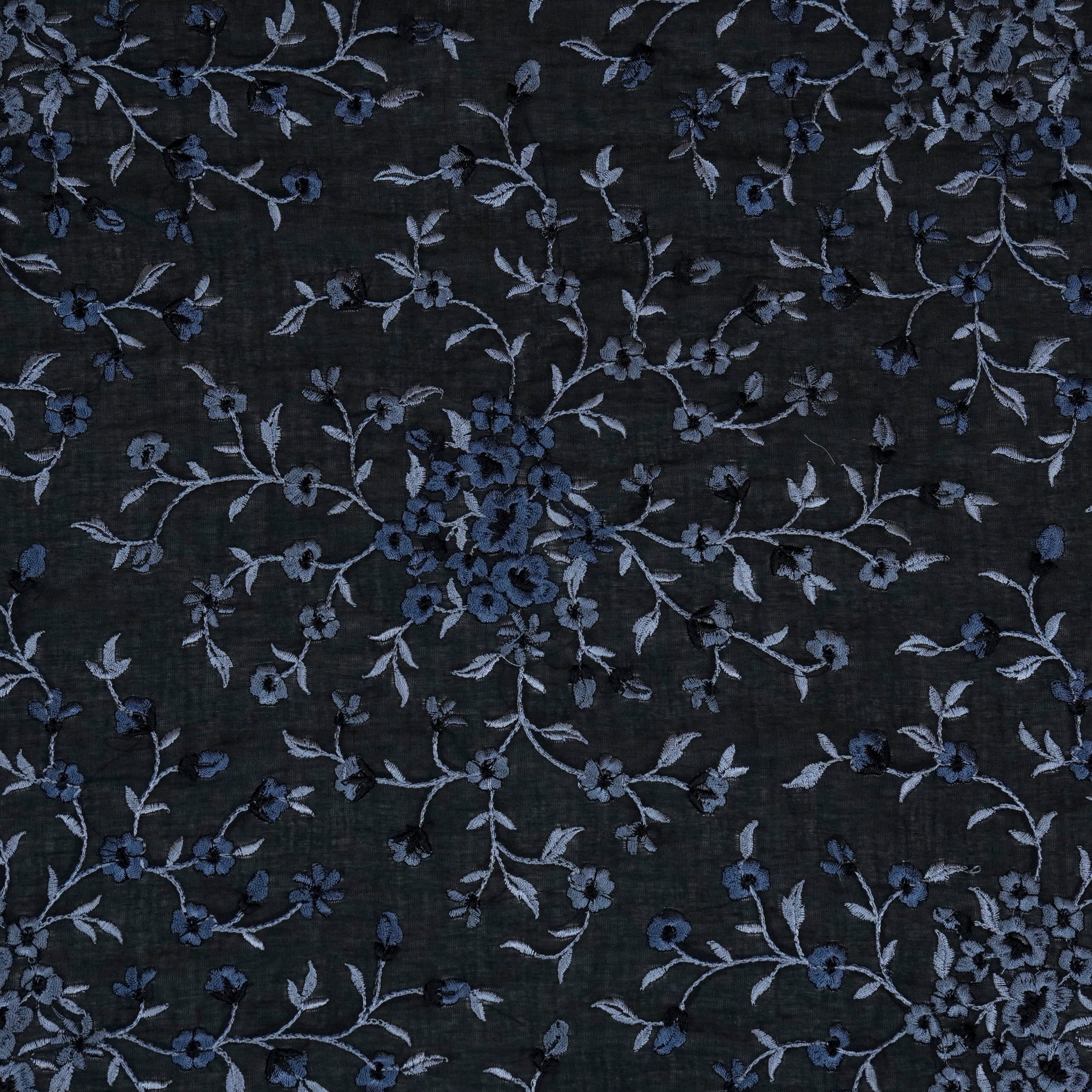 Alisha Black Chanderi Embroidered Fabric in Jaal Pattern - Image 2