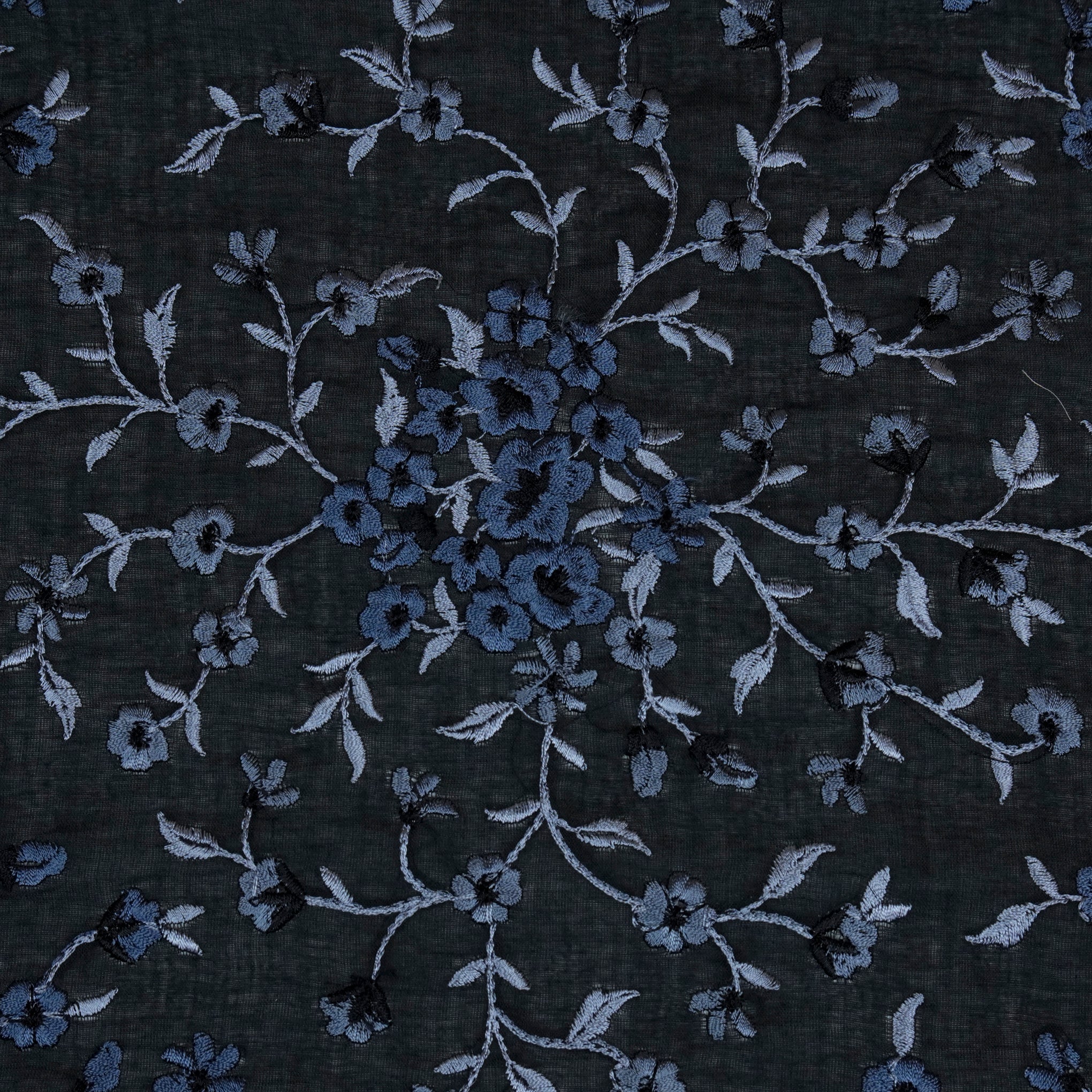 Alisha Black Chanderi Embroidered Fabric in Jaal Pattern - Image 3