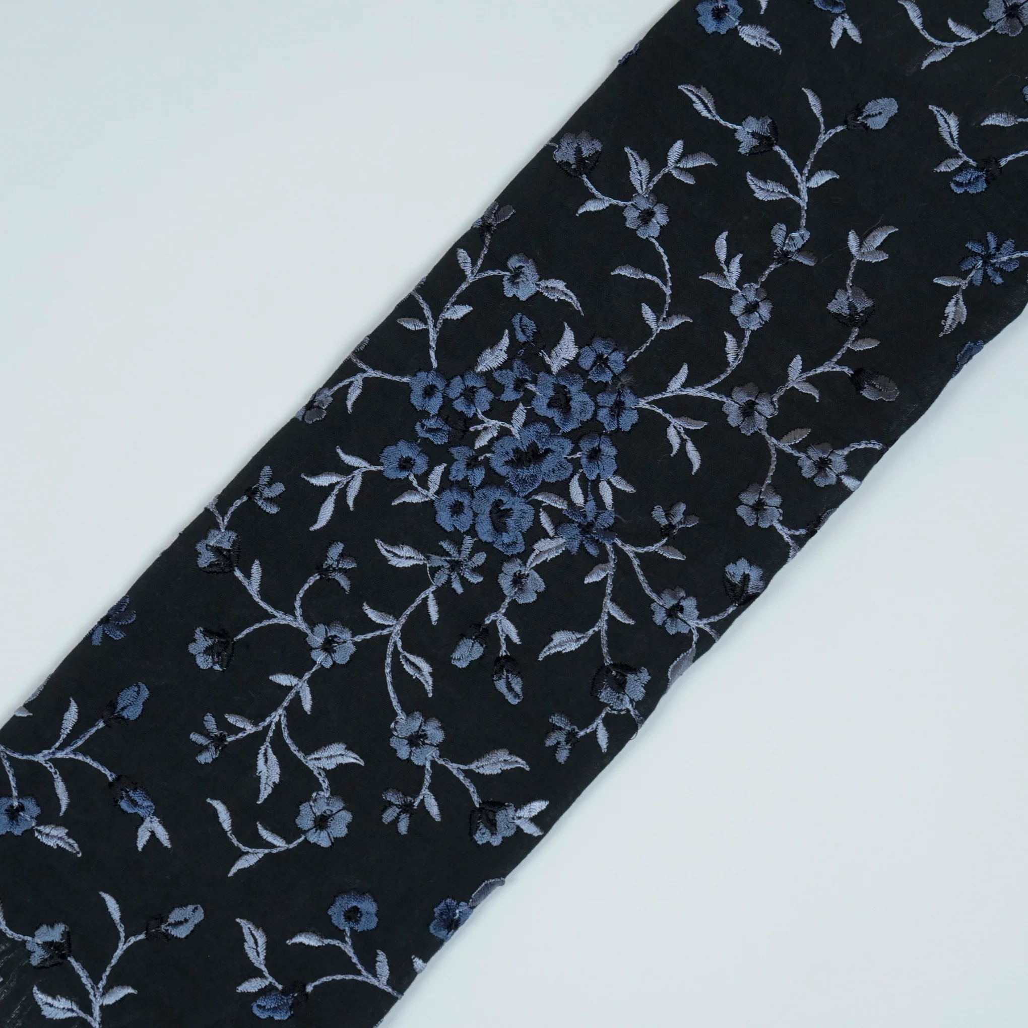 Alisha Black Chanderi Embroidered Fabric in Jaal Pattern - Image 4