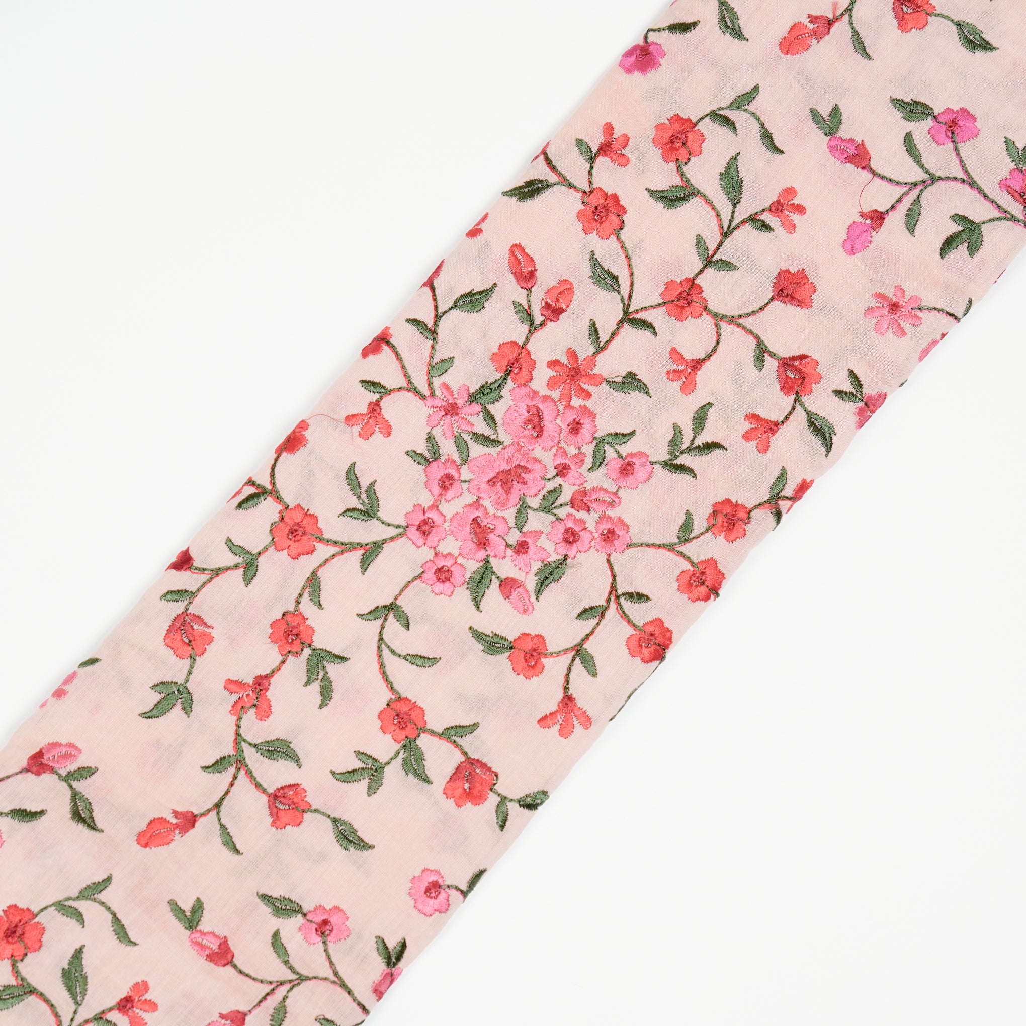 Alisha Light Peach Chanderi Embroidered Fabric in Jaal Pattern - Image 4