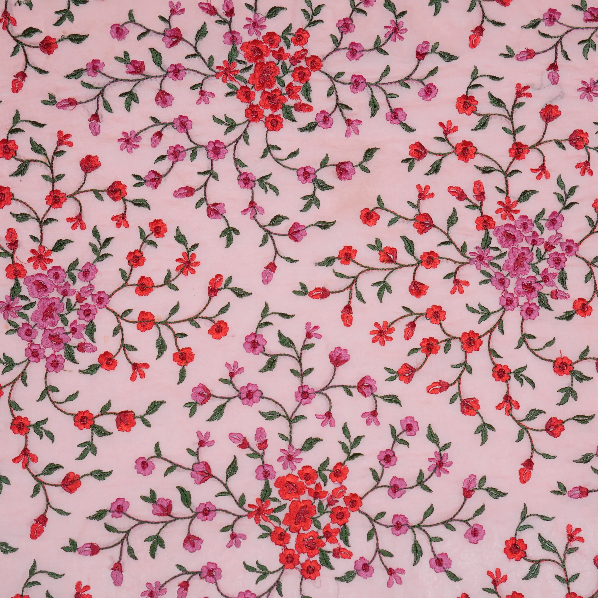 Alisha Light Pink Chanderi Embroidered Fabric in Jaal Pattern - Image 2