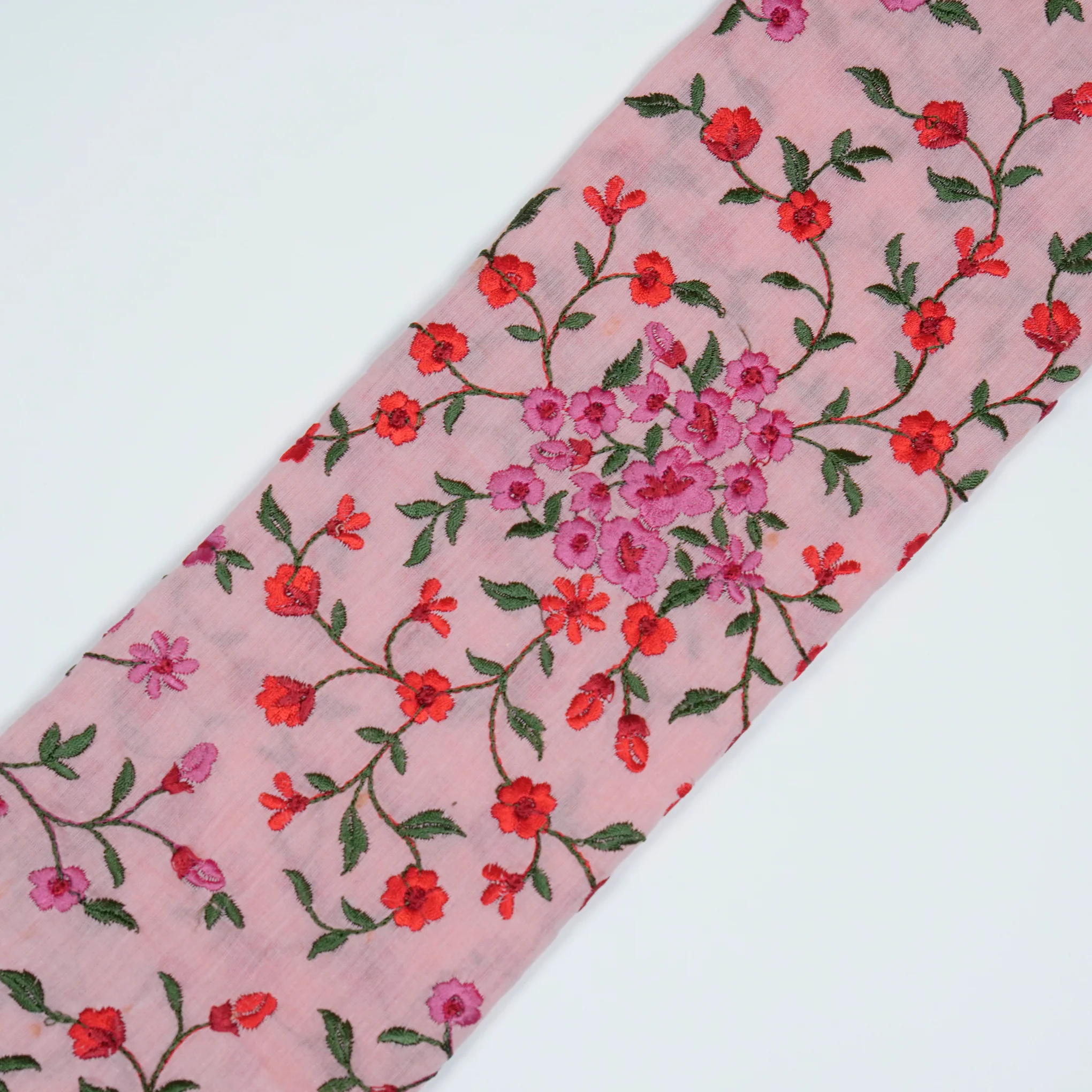 Alisha Light Pink Chanderi Embroidered Fabric in Jaal Pattern - Image 4
