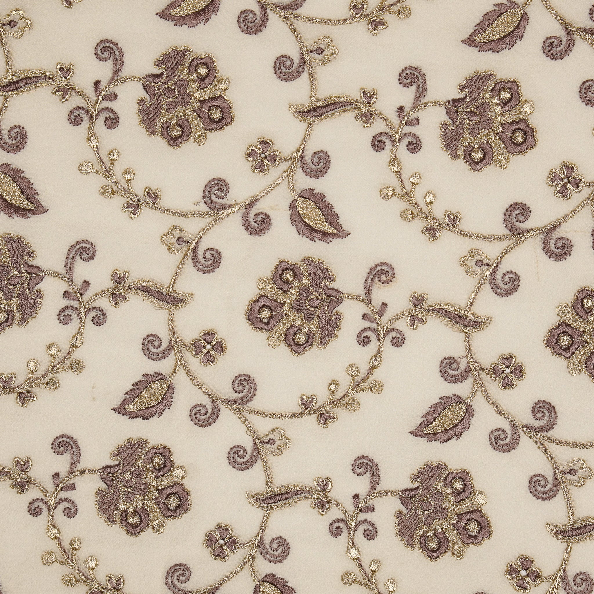 Aliya Cream Viscose Georgette Embroidered Fabric in Jaal Pattern - Image 3