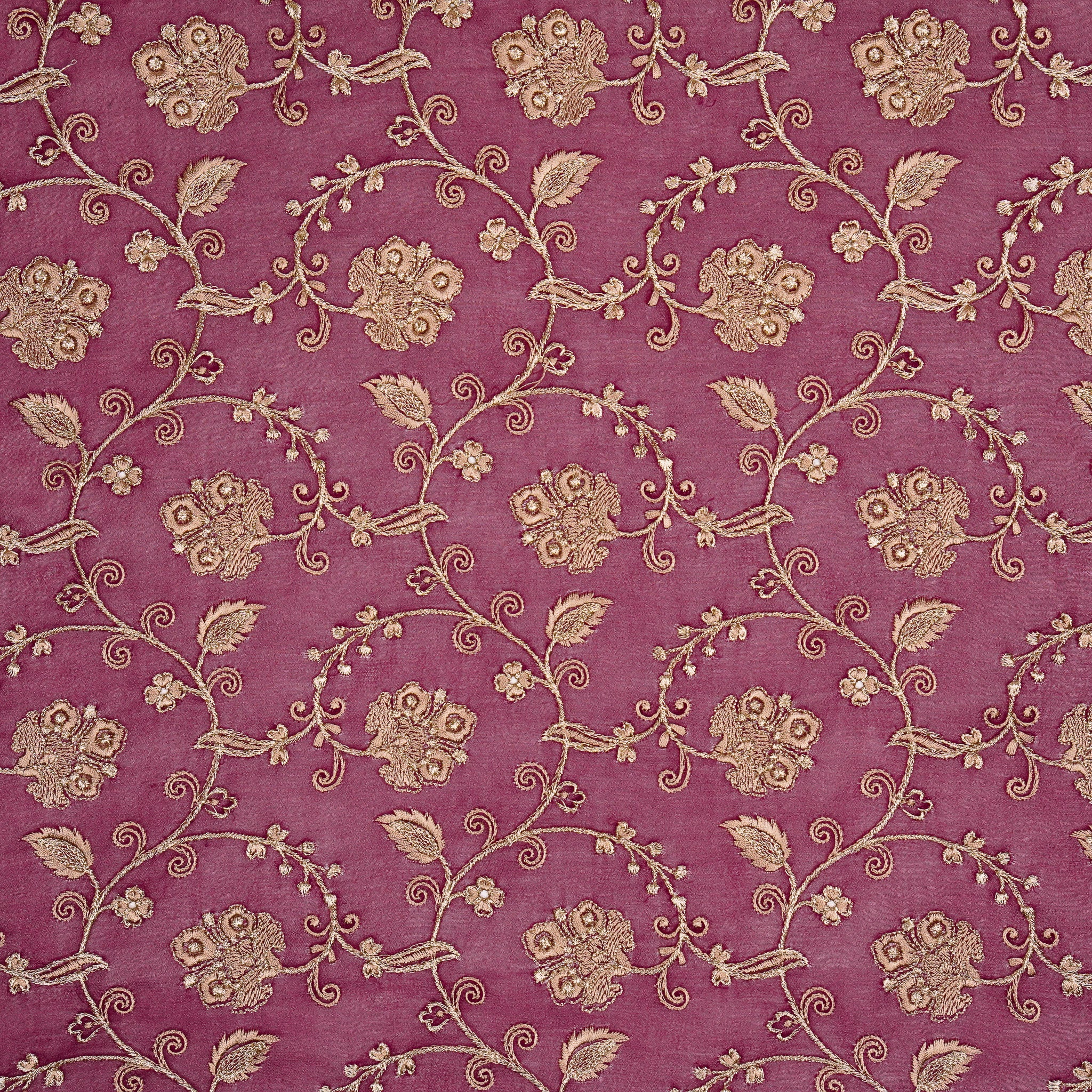 Aliya Magenta Viscose Georgette Embroidered Fabric in Jaal Pattern - Image 2