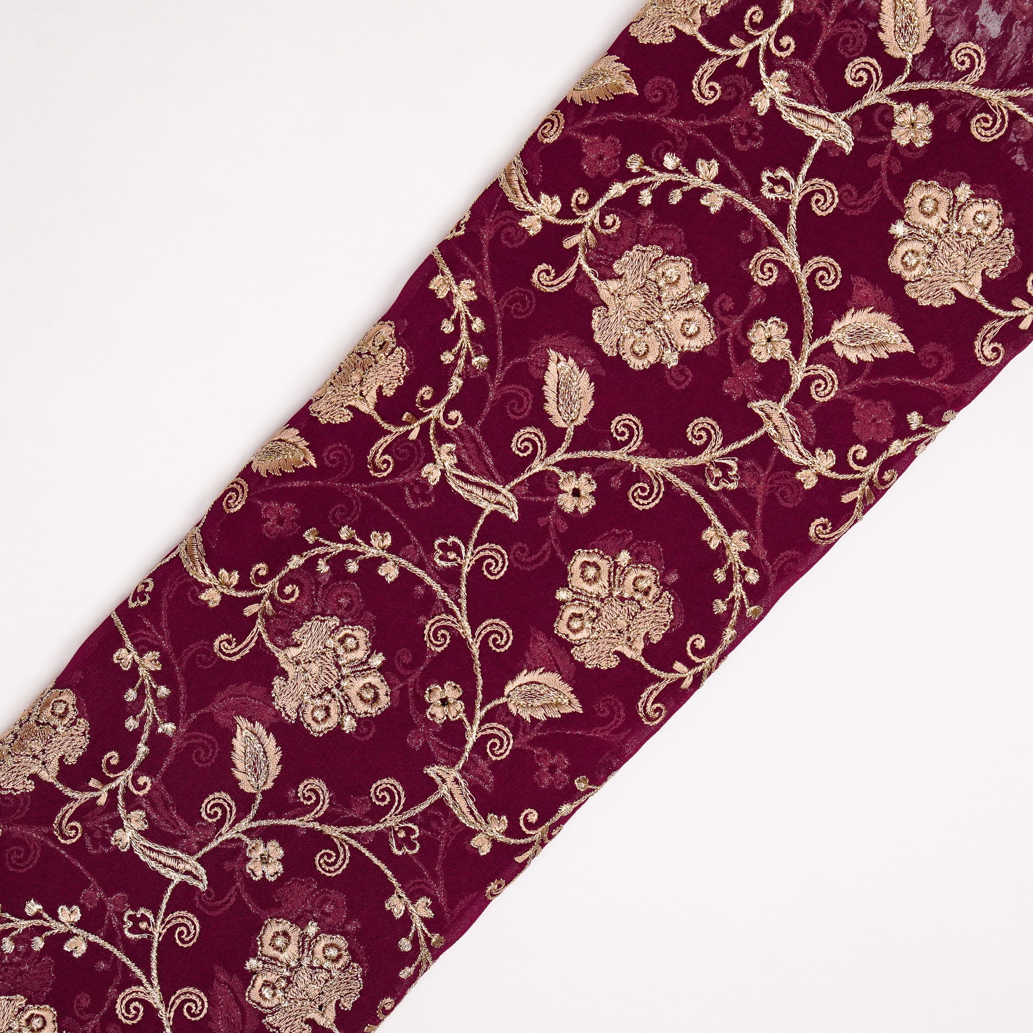 Aliya Magenta Viscose Georgette Embroidered Fabric in Jaal Pattern - Image 4