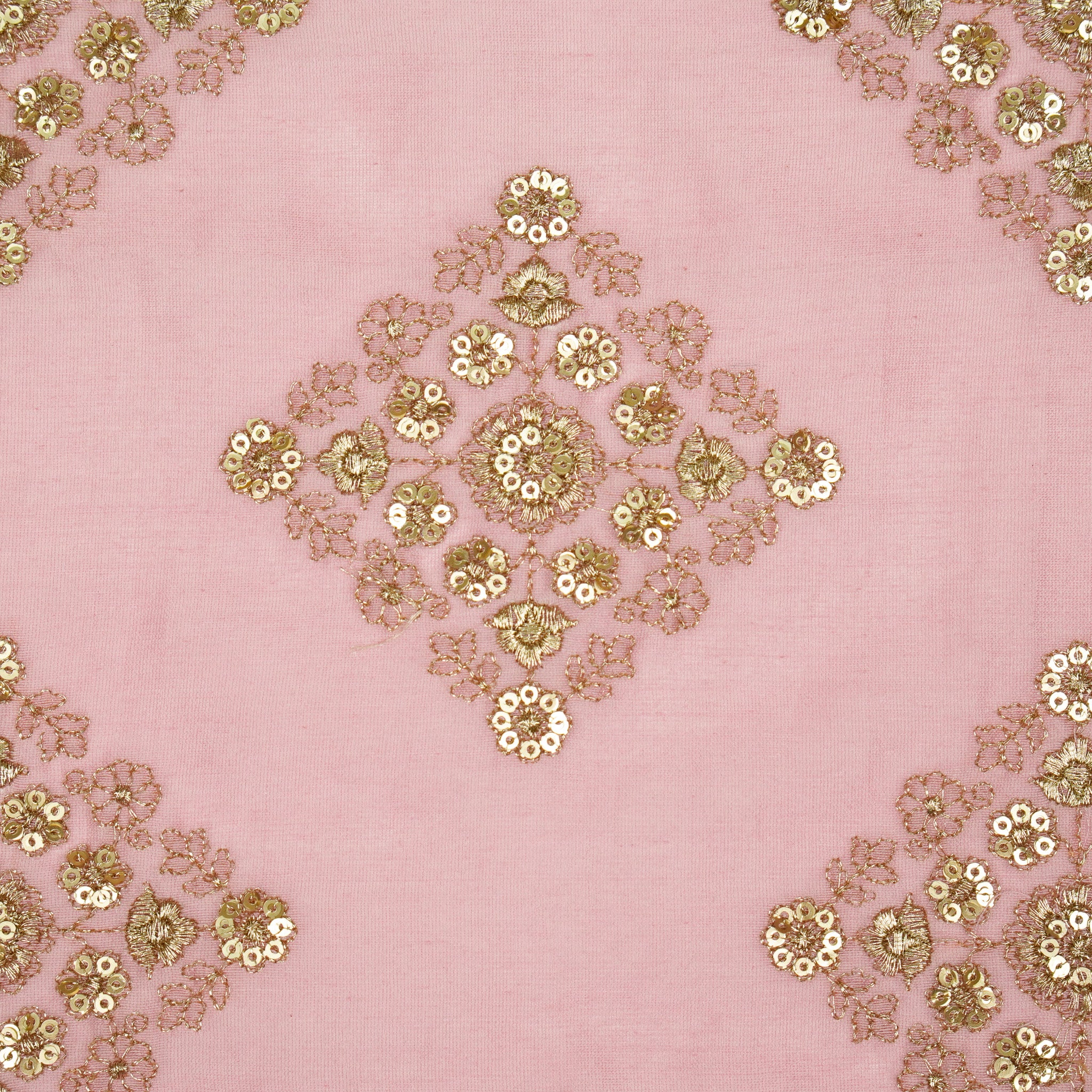 Amina Lilac Chanderi Embroidered Fabric in Buta Pattern - Image 3