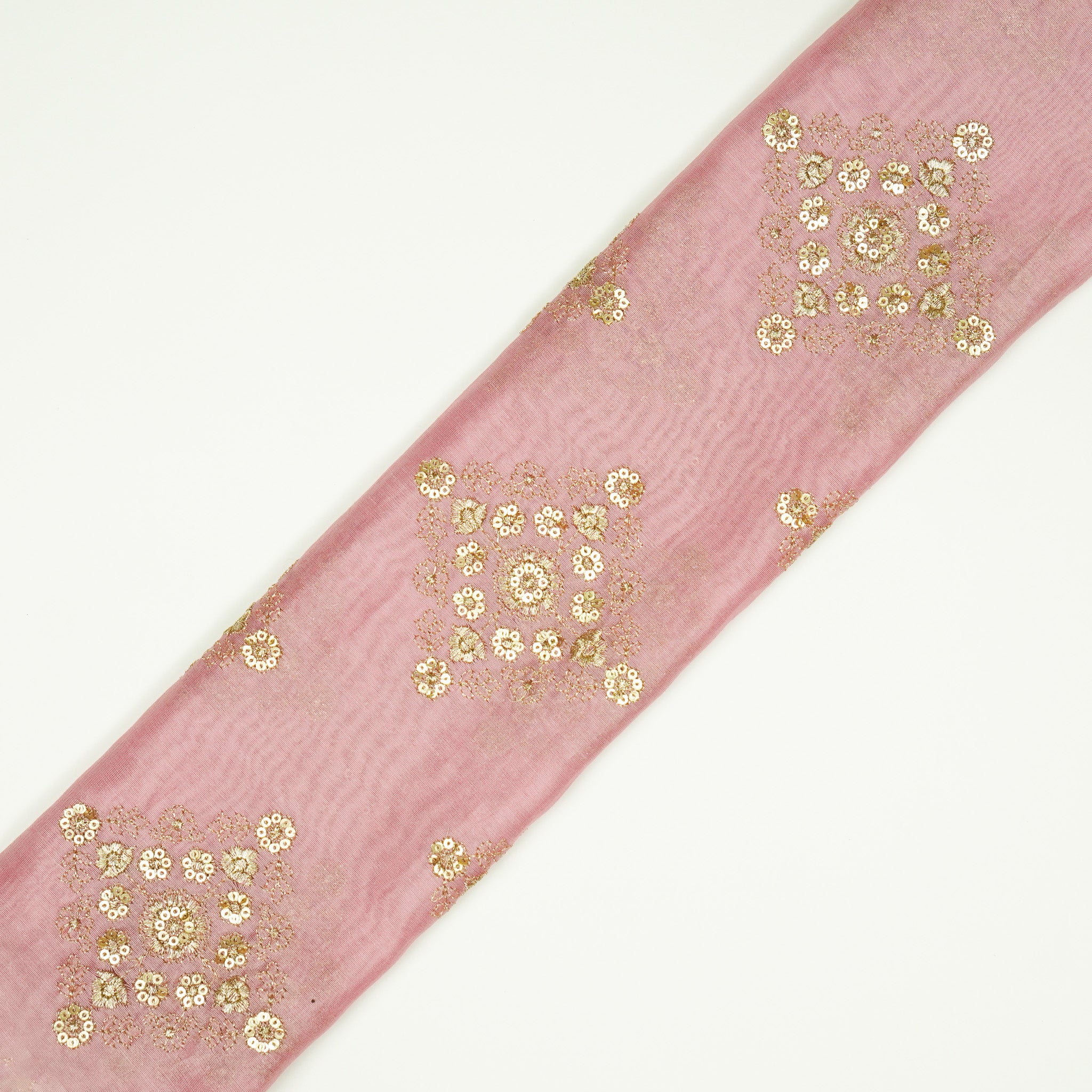 Amina Lilac Chanderi Embroidered Fabric in Buta Pattern - Image 4