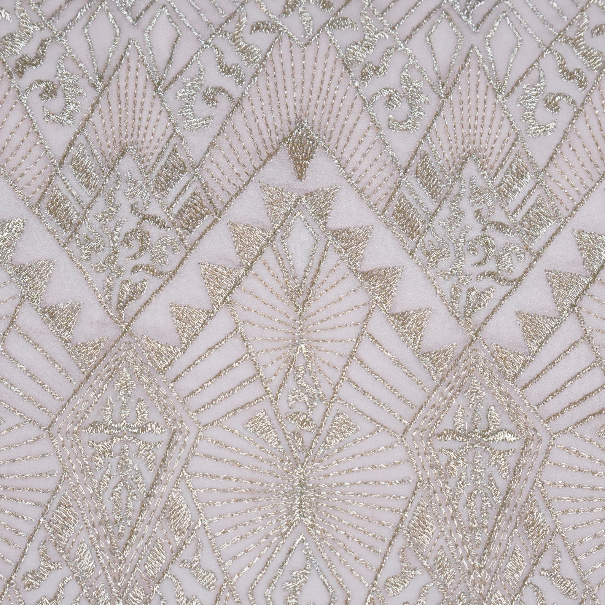 Anam Blush Viscose Georgette Embroidered Fabric in Jaal Pattern - Image 3