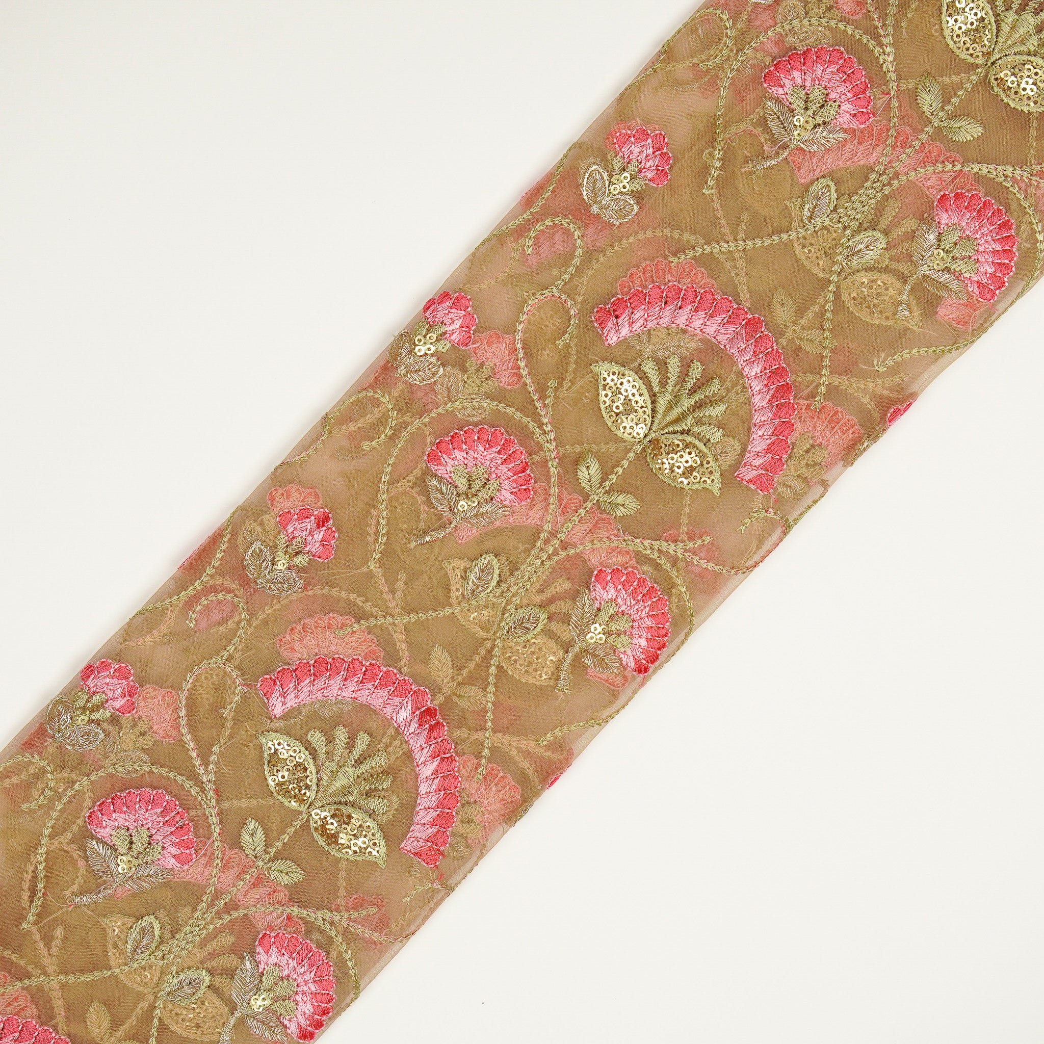 Antara Chiku Viscose Organza Embroidered Fabric in Jaal Pattern - Image 4