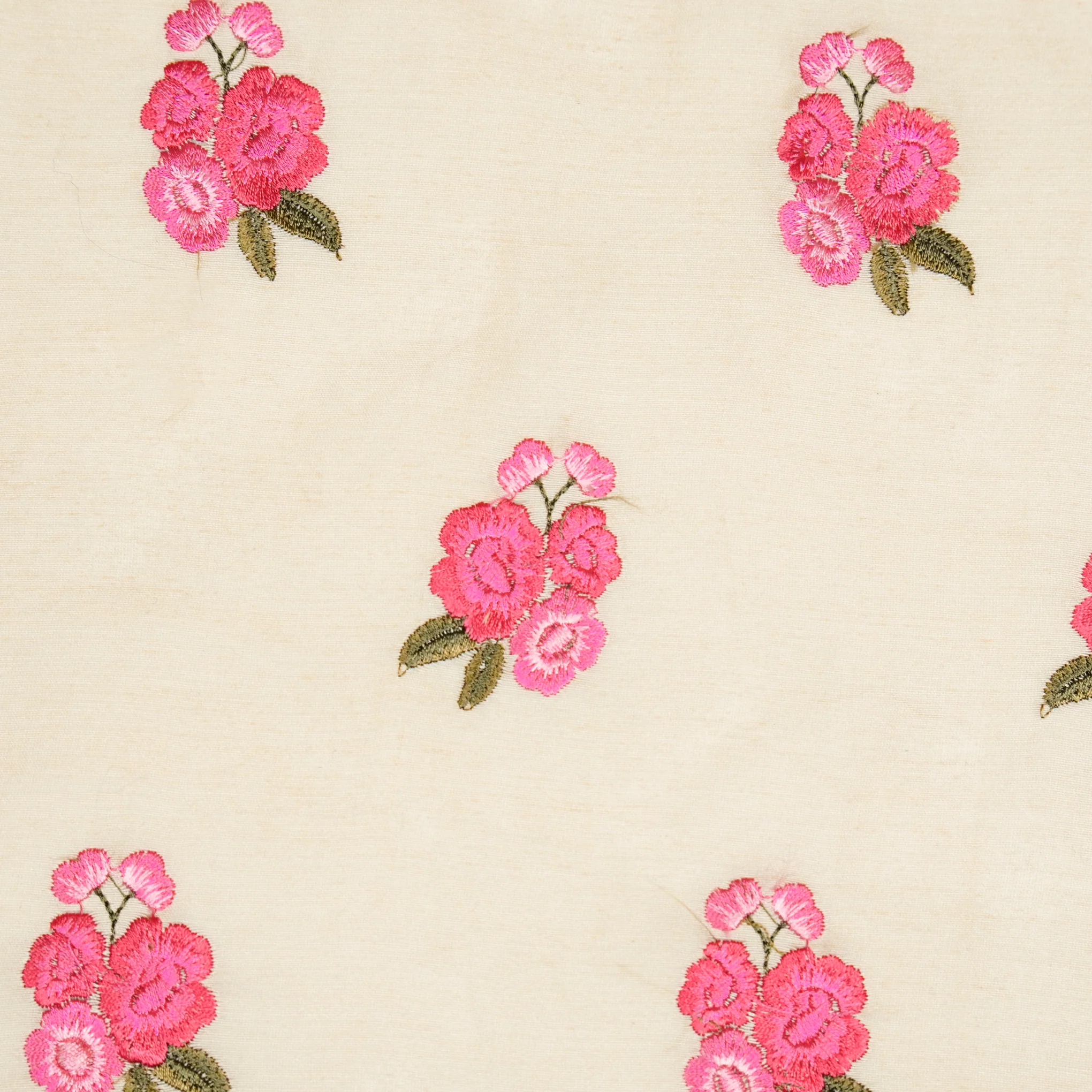 Apnan Beige Chanderi Embroidered Fabric in Buti Pattern - Image 3