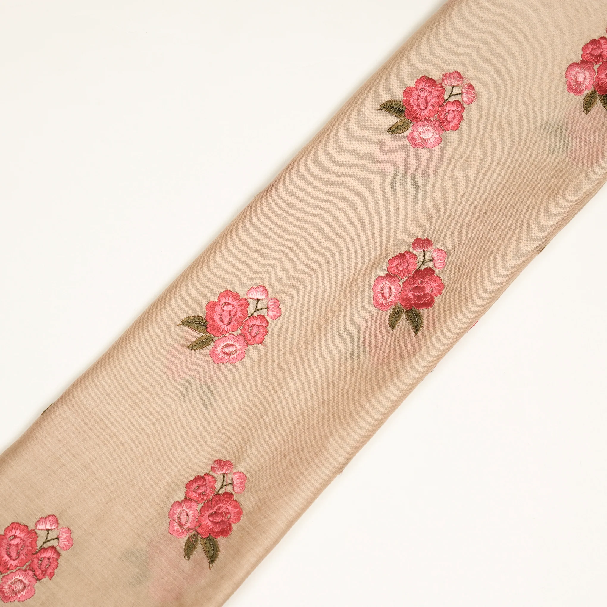 Apnan Beige Chanderi Embroidered Fabric in Buti Pattern - Image 4