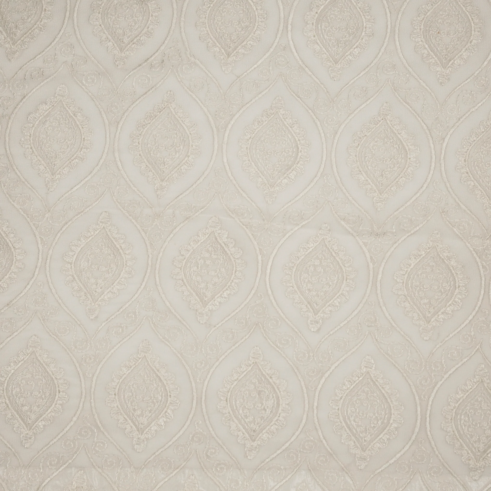 Azmat Natural Ivory Mul Chanderi Embroidered Fabric in Jaal Pattern - Image 2