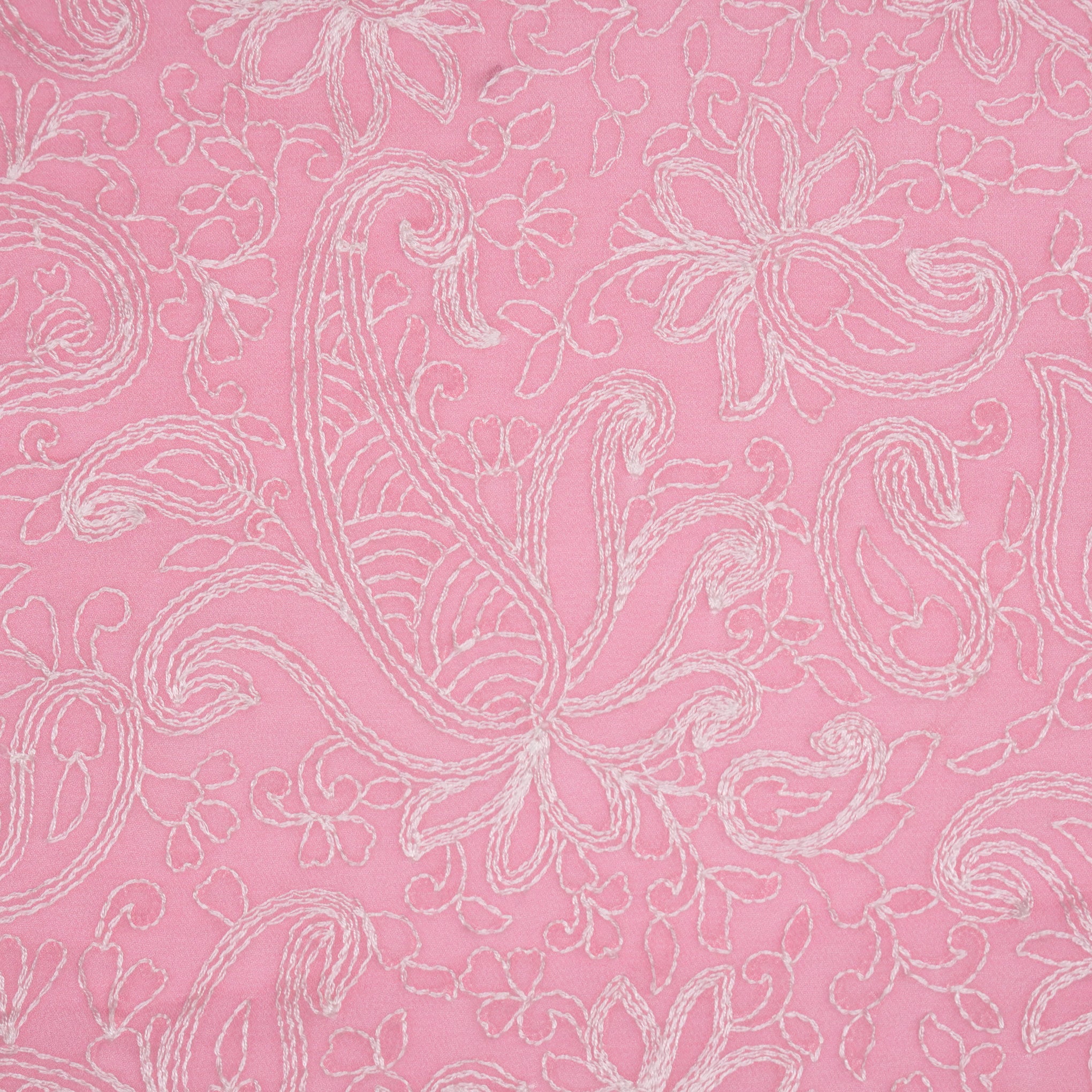 Arib Pink Mul Chanderi Embroidered Fabric in Jaal Pattern - Image 3