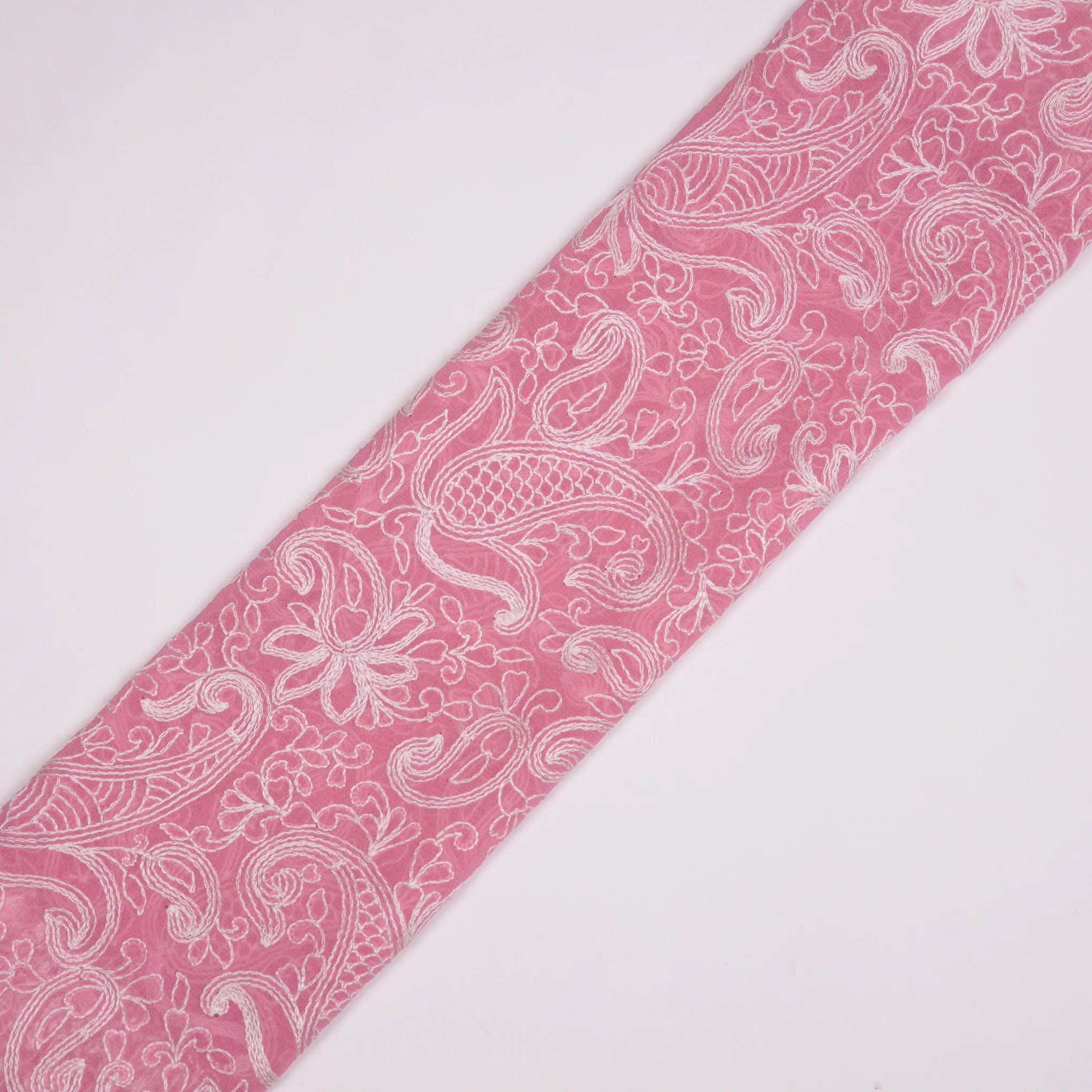 Arib Pink Mul Chanderi Embroidered Fabric in Jaal Pattern - Image 4
