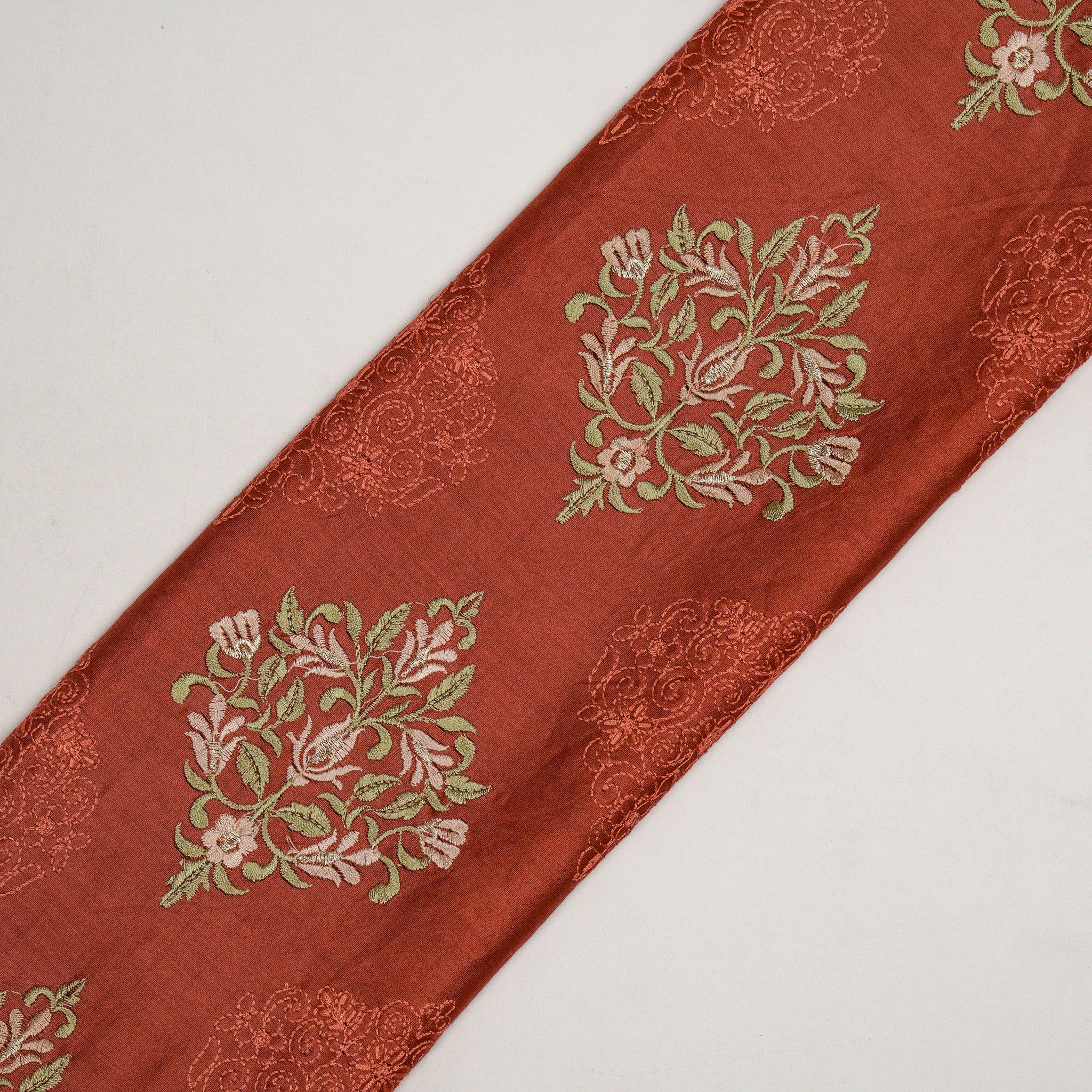 Arsia Maroon Chanderi Embroidered Fabric in Buta Pattern - Image 4