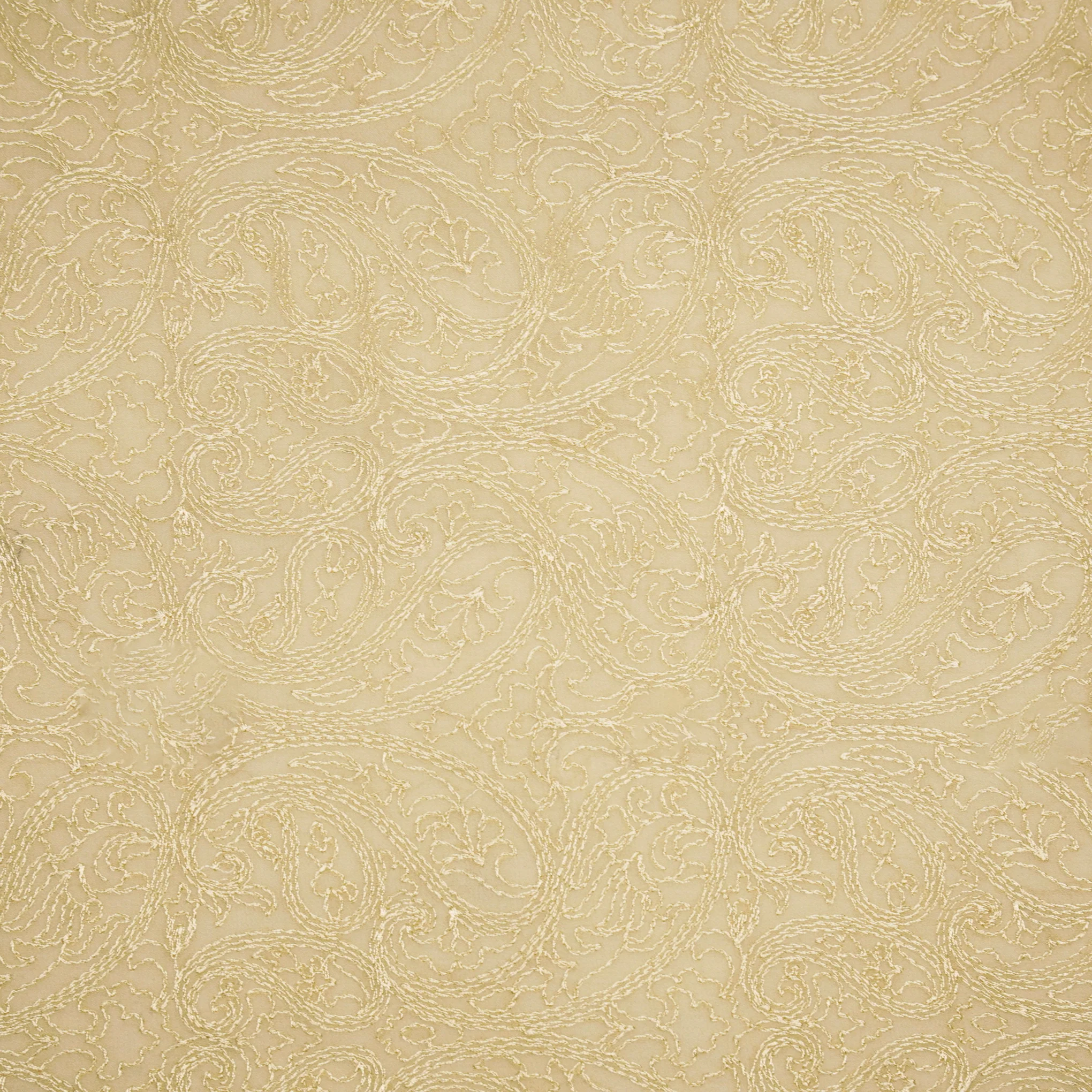 Ayan Beige Chanderi Embroidered Fabric in Jaal Pattern - Image 2