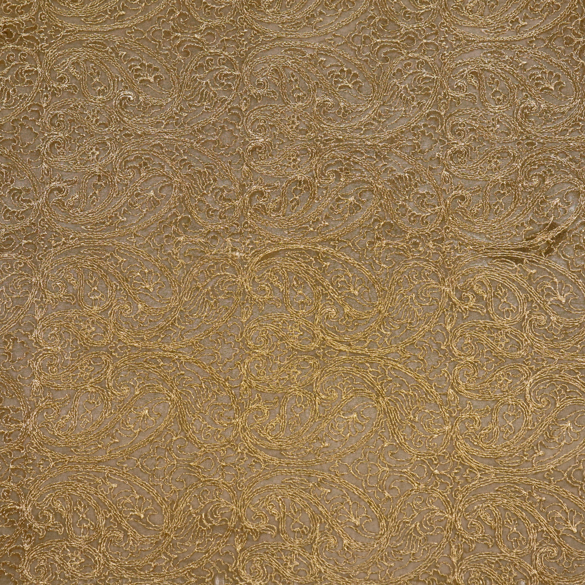 Ayan Deep Olive Chanderi Embroidered Fabric in Jaal Pattern - Image 2