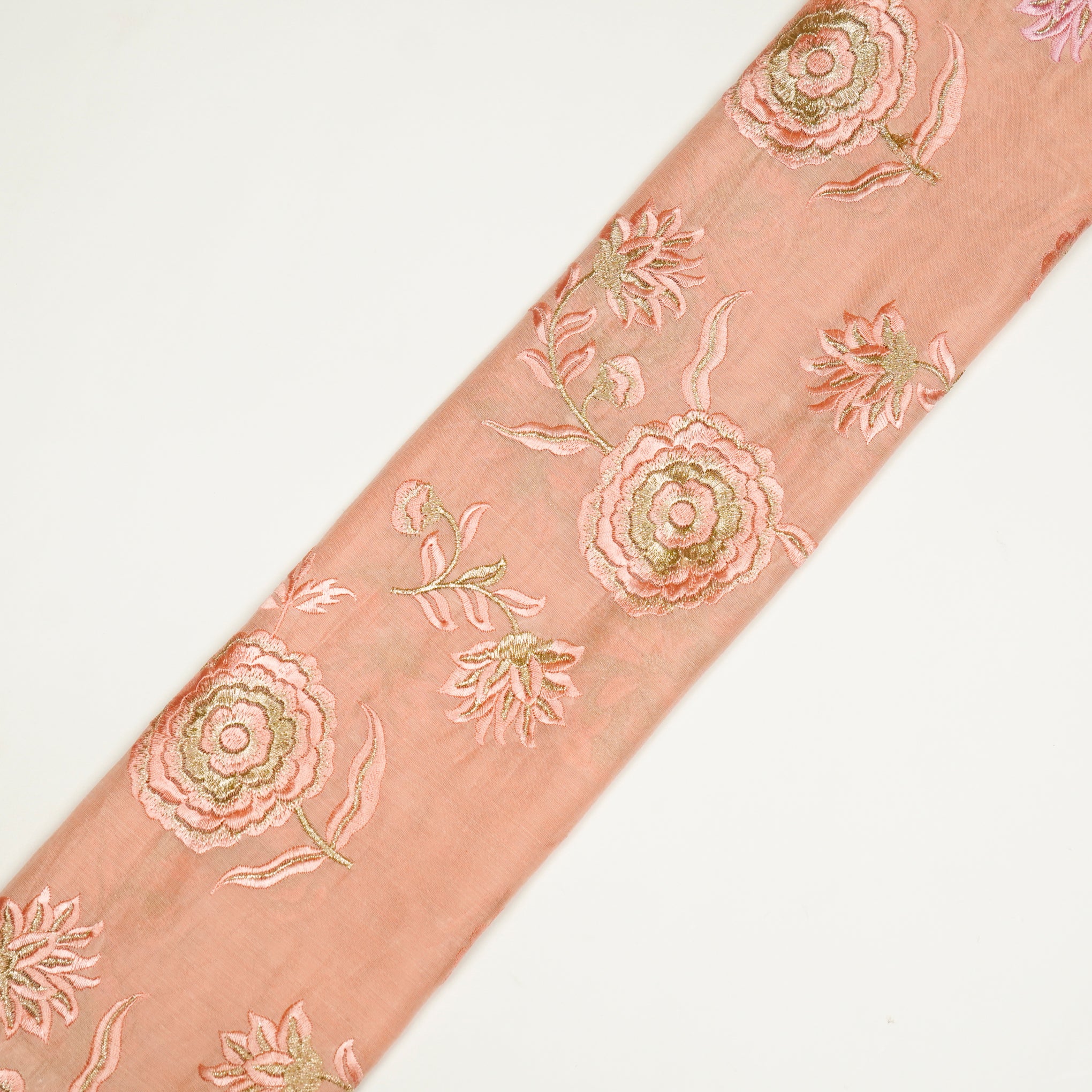 Ayat Light Peach Viscose Georgette Embroidered Fabric in Buta Pattern - Image 4