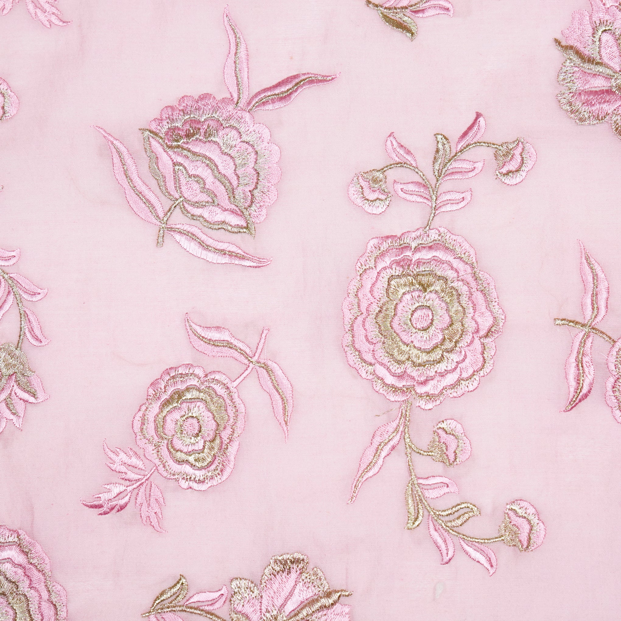 Ayat Pink Viscose Georgette Embroidered Fabric in Buta Pattern - Image 3