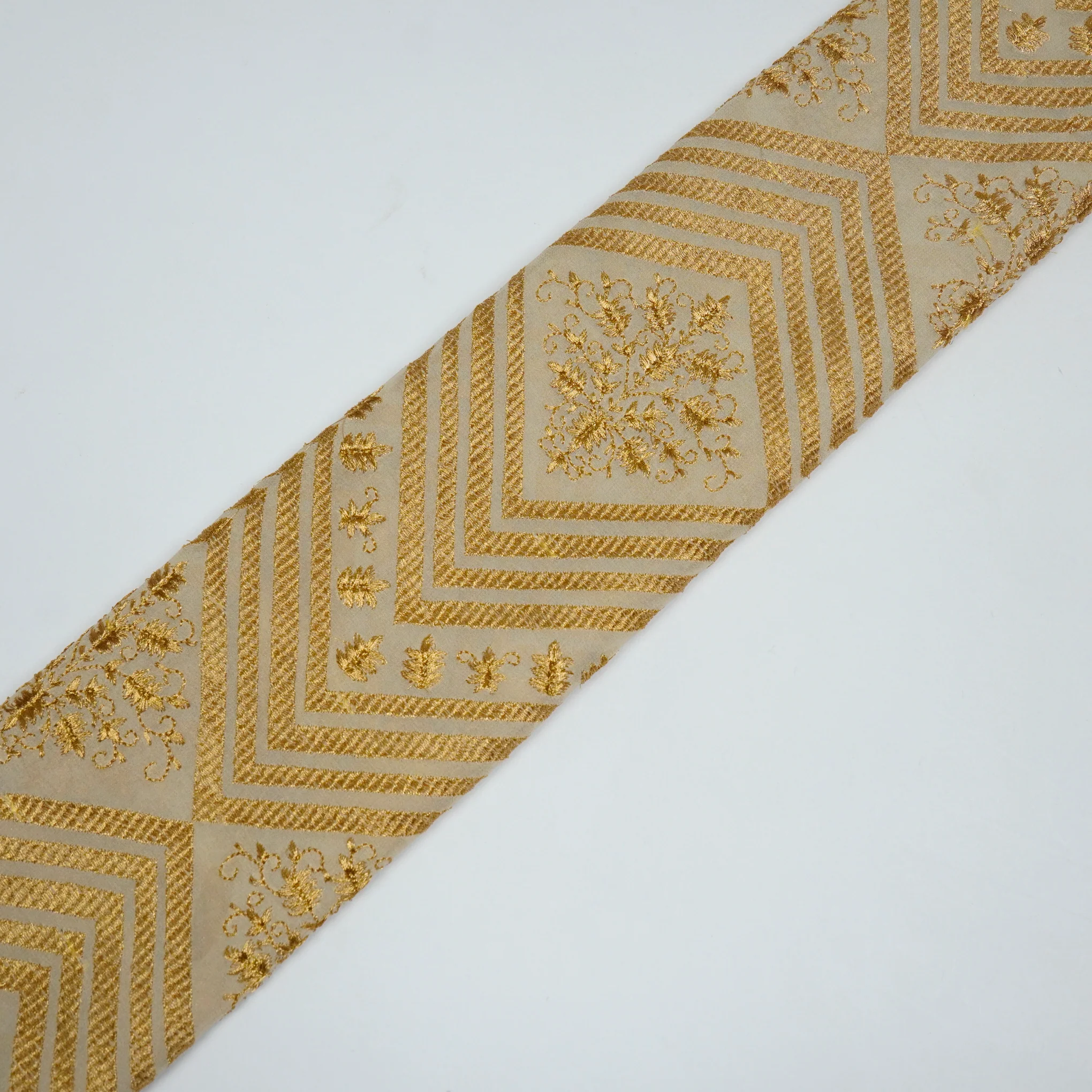 Azeem Cream Chanderi Embroidered Fabric in Buta Pattern - Image 4