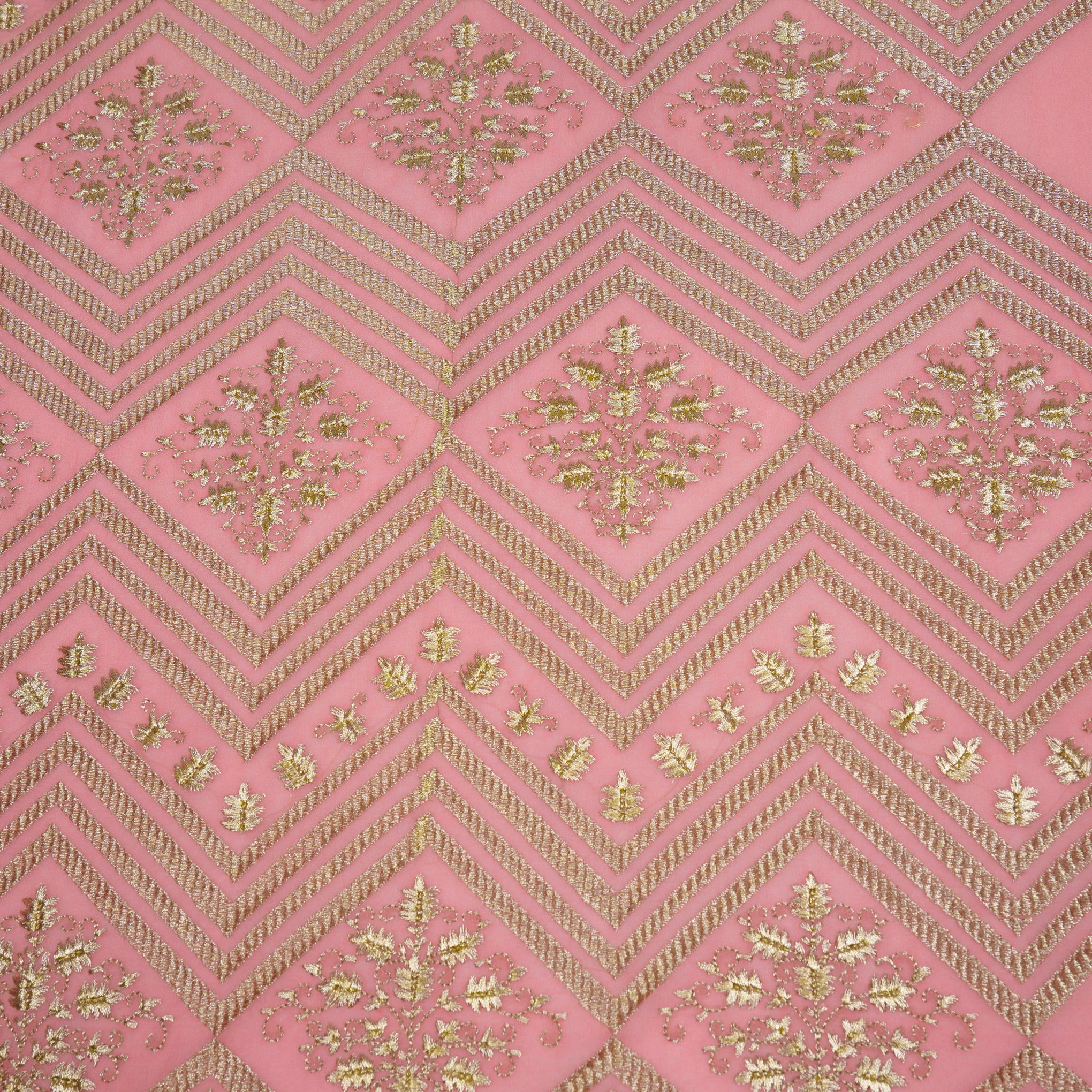 Azeem Gajari Chanderi Embroidered Fabric in Buta Pattern - Image 2